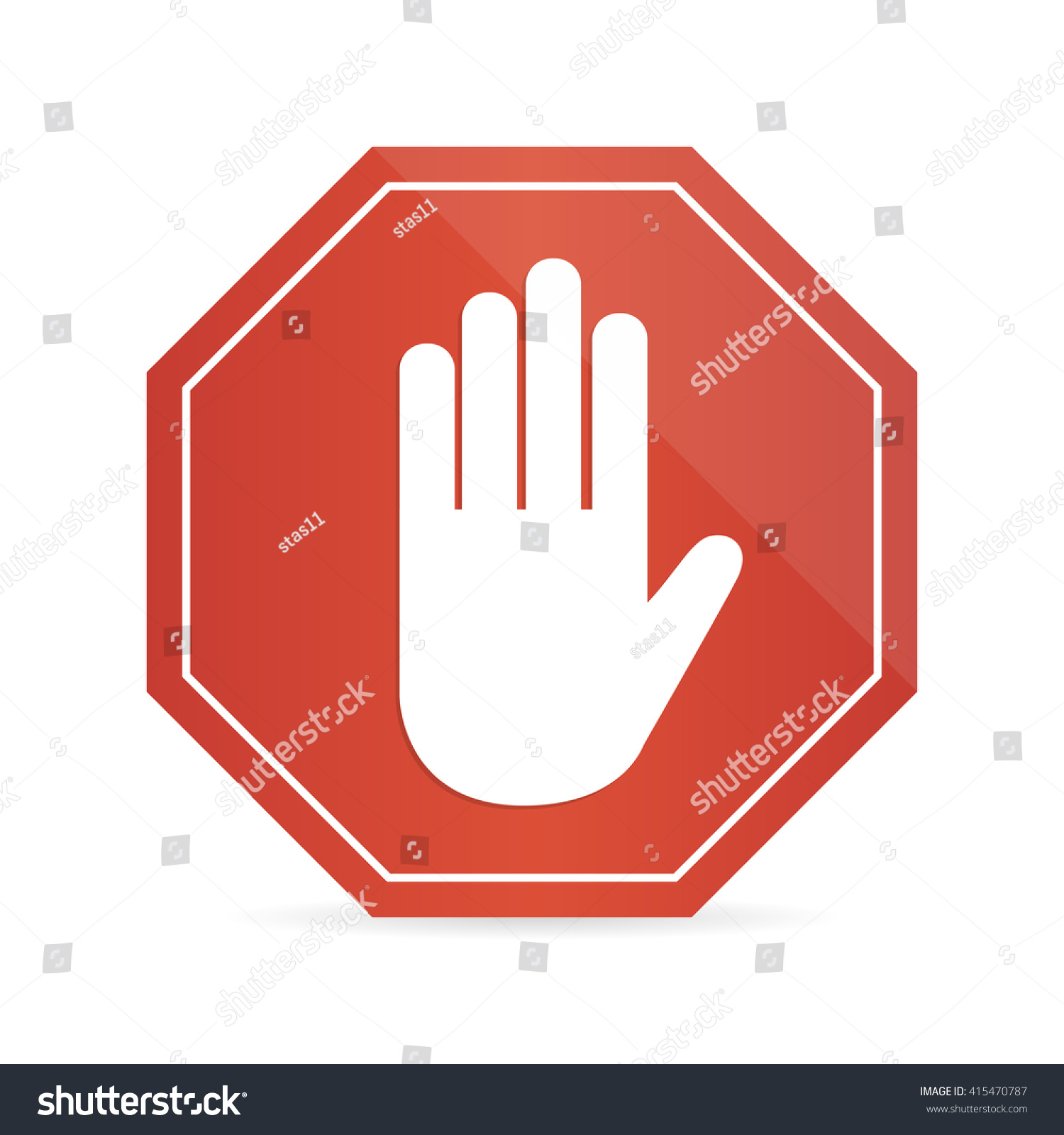 No Entry Hand Sign On White Stock Vector (royalty Free) 415470787 