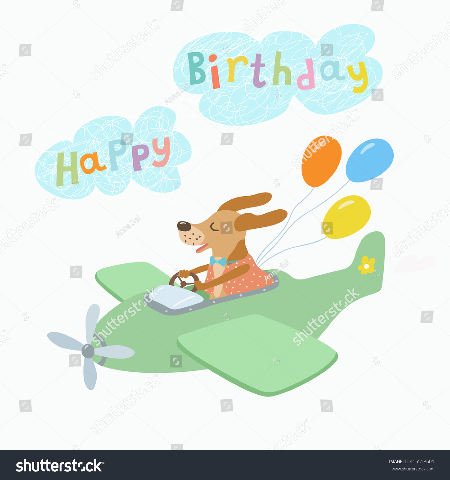 Vector Illustration Happy Birthday Greeting Cardvector Stock Vector 