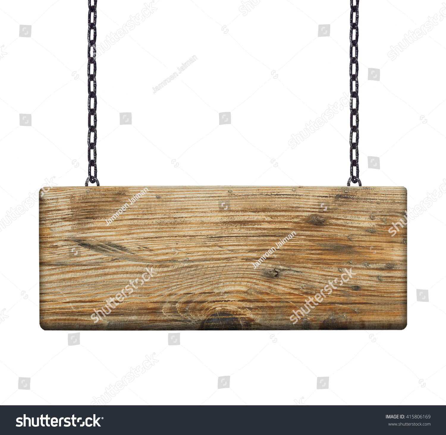 Wooden Sign Hanging On Chain Isolated Stock Photo 415806169 