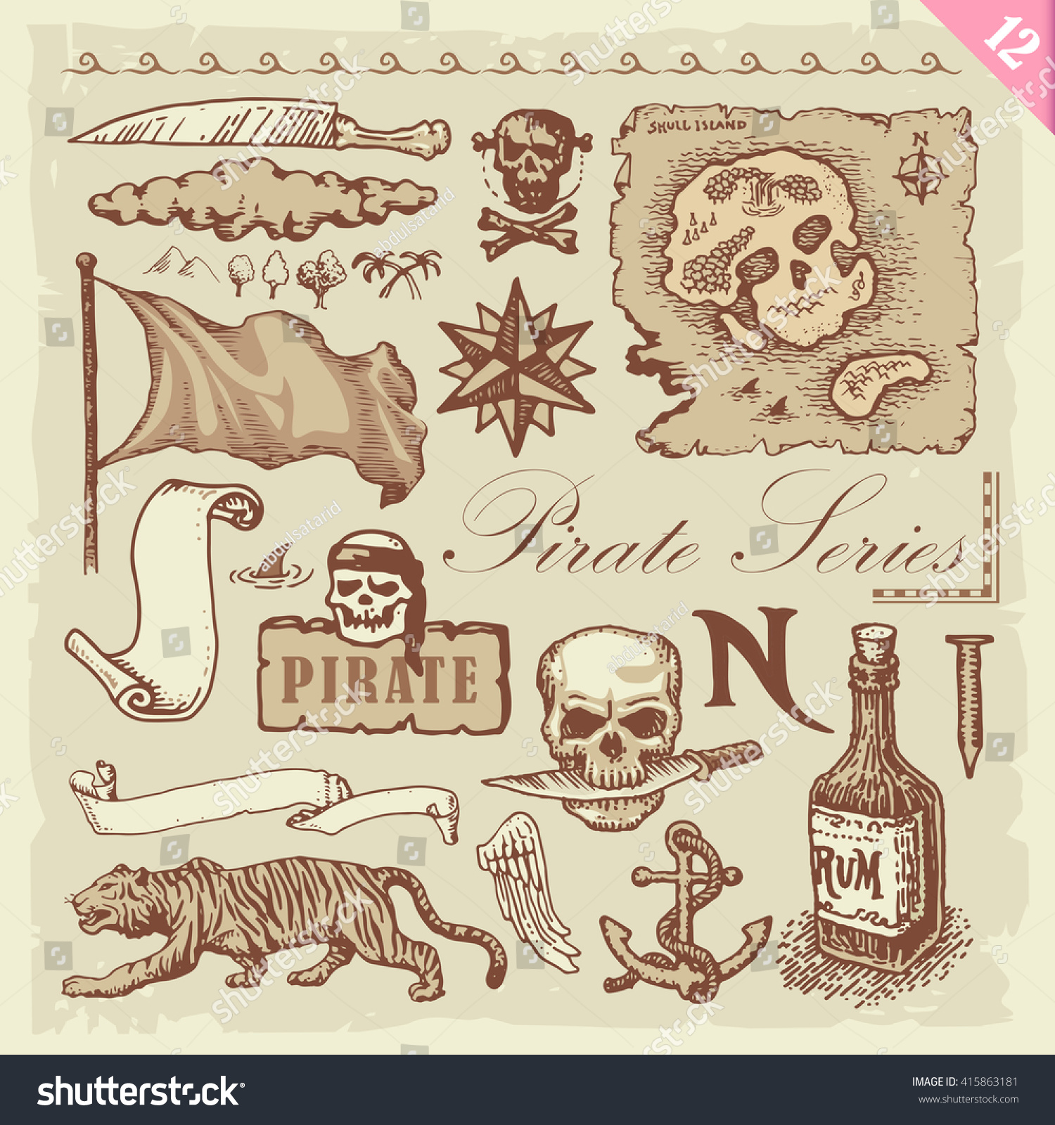 37 Pirate With Knife In Mouth Stock Vectors, Images & Vector Art ...