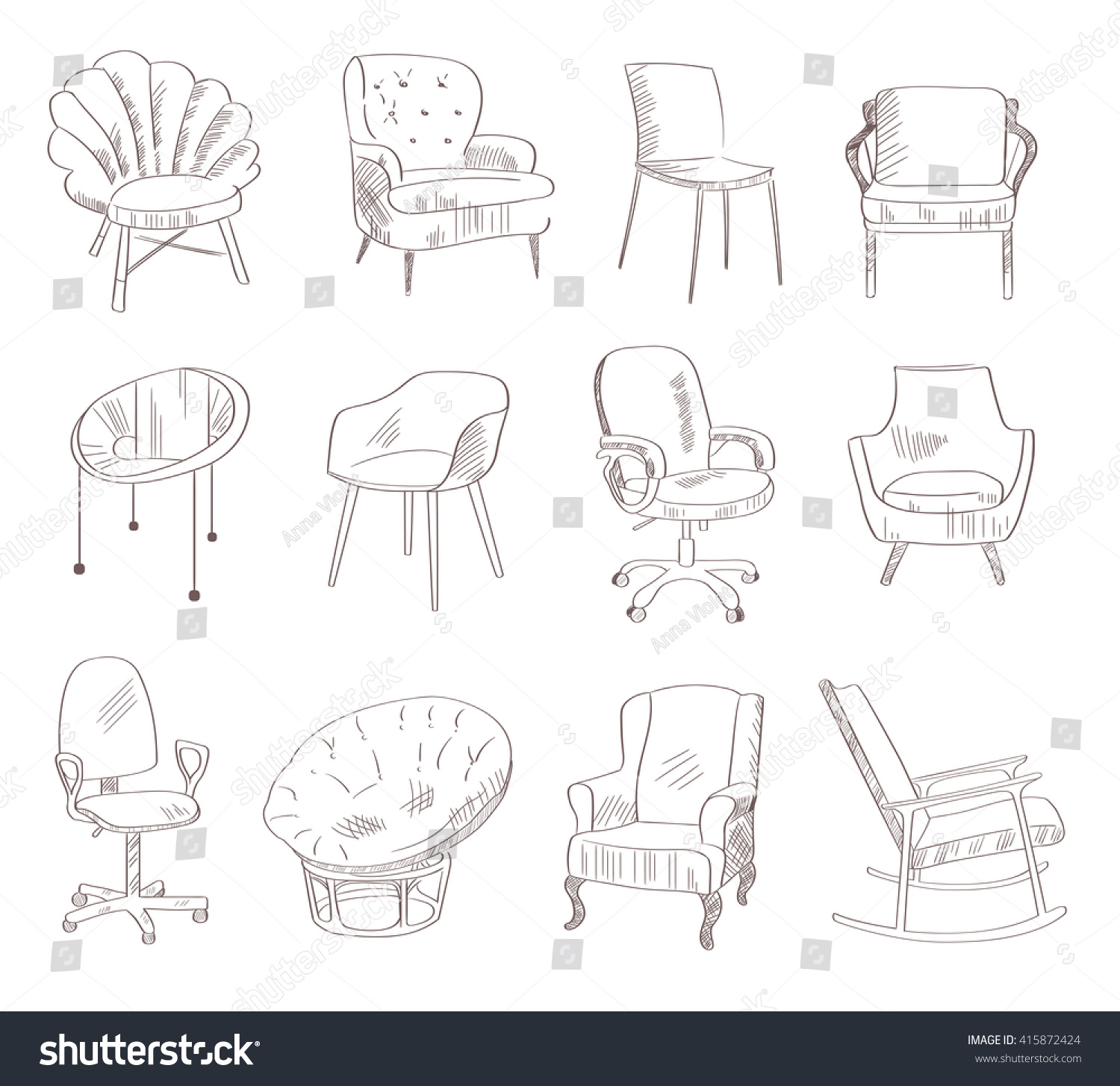Рисунок эскиз столы стулья