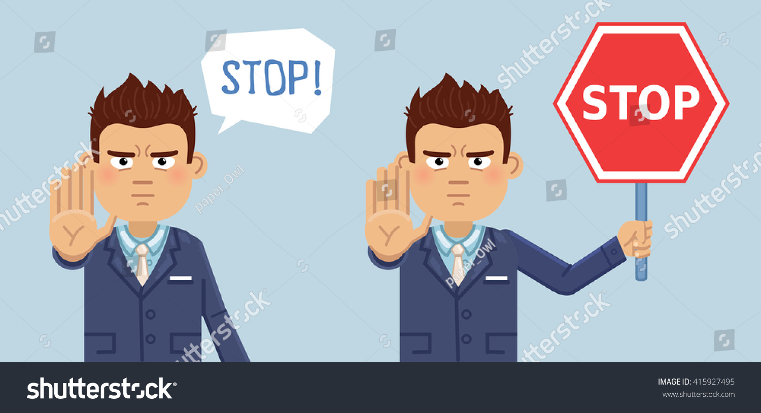 Illustration Businessman Showing Stop Hand Gesture Stock Vector ...