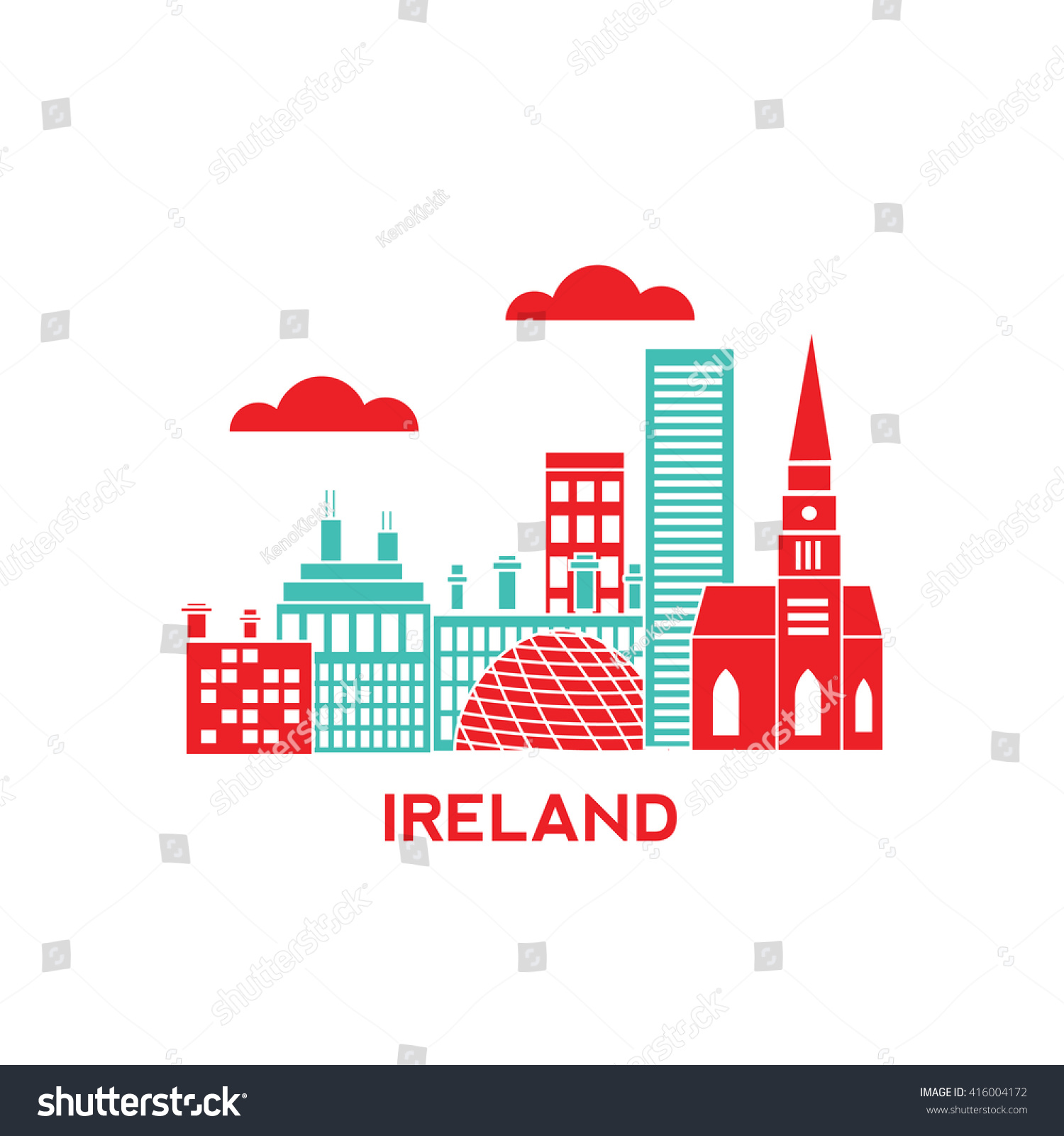 Ireland Architecture Retro Vector Illustration Skyline Stock Vector ...