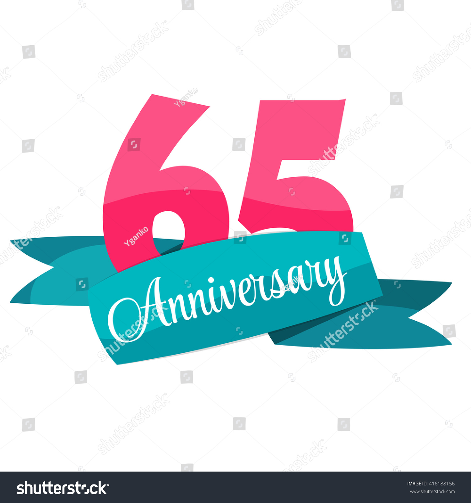 Cute Template 65 Years Anniversary Sign Stock Vector (Royalty Free ...