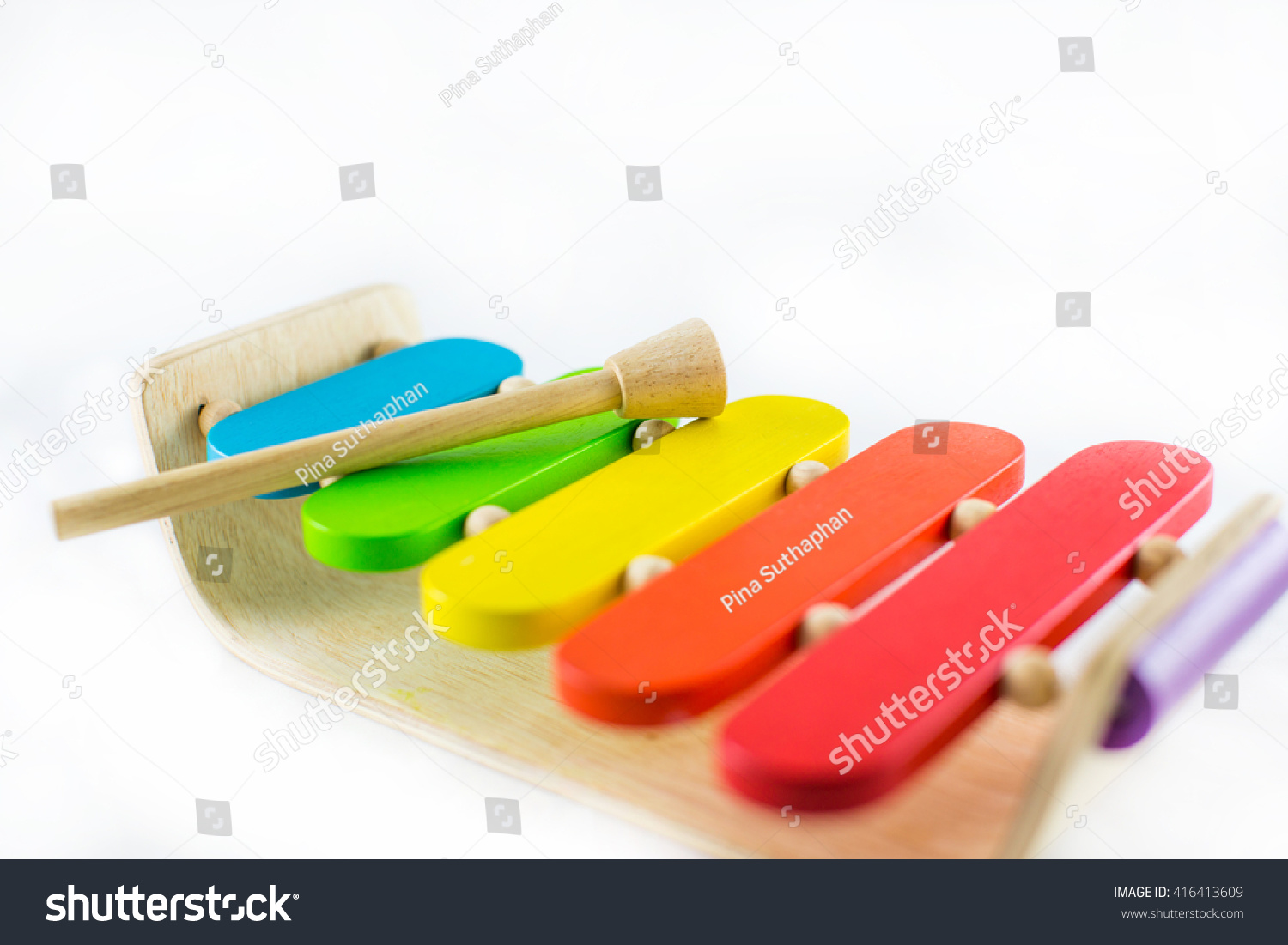 Rainbow Colored Wooden Toy Xylophone Isolated Stock Photo 416413609 ...