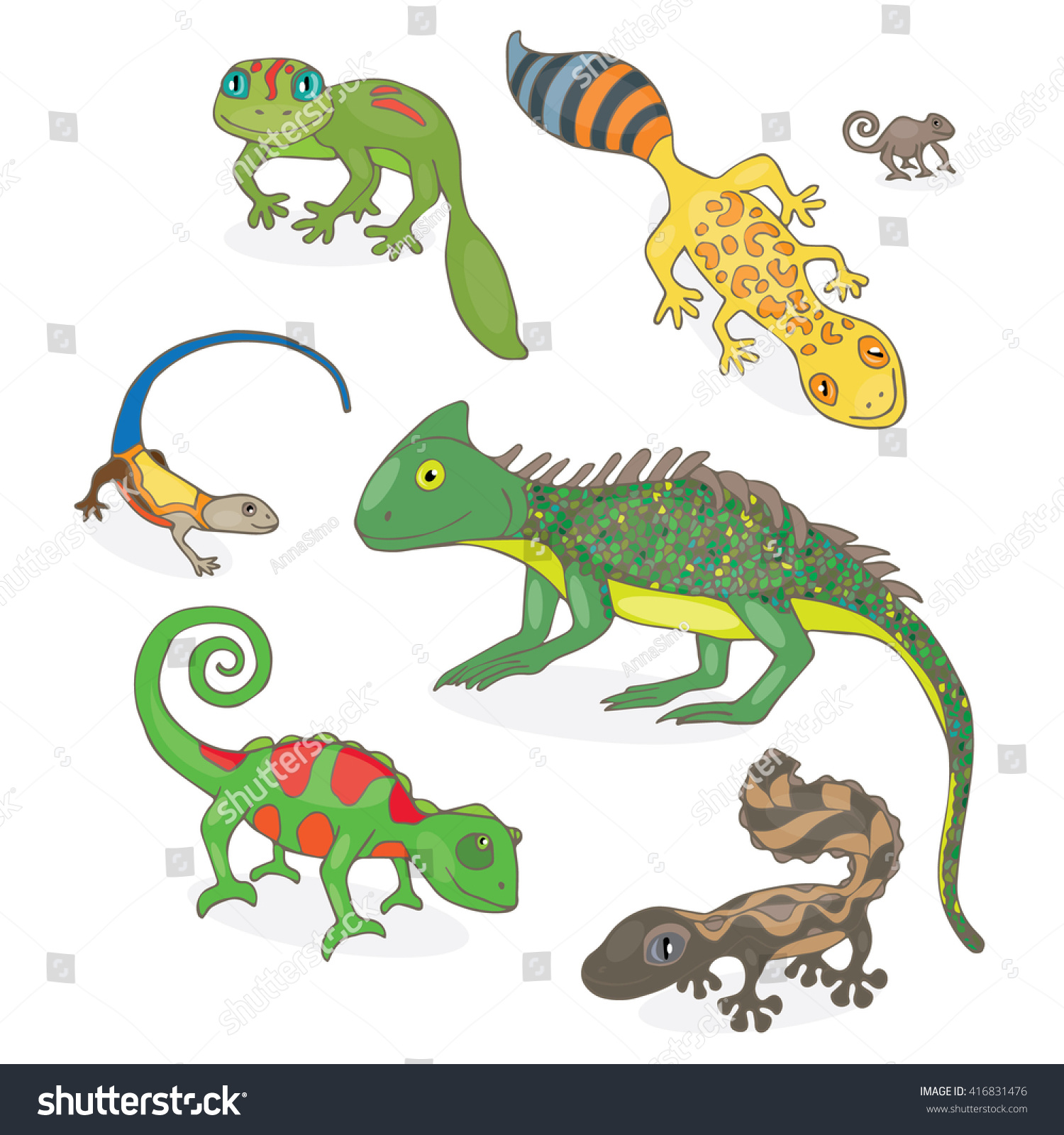 Cartoon Style Lizards Set Isolated Icons Stock Vector (Royalty Free ...