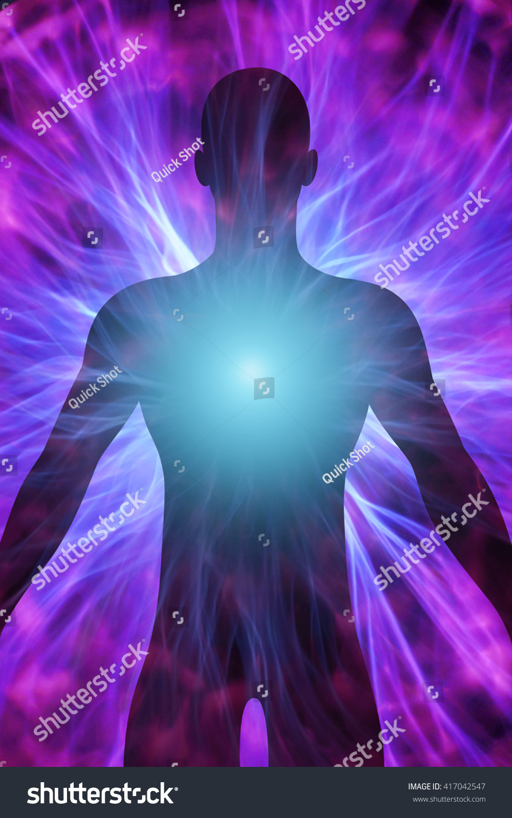 3d Illustration Human Body Energy Beams Stock Illustration 417042547 ...