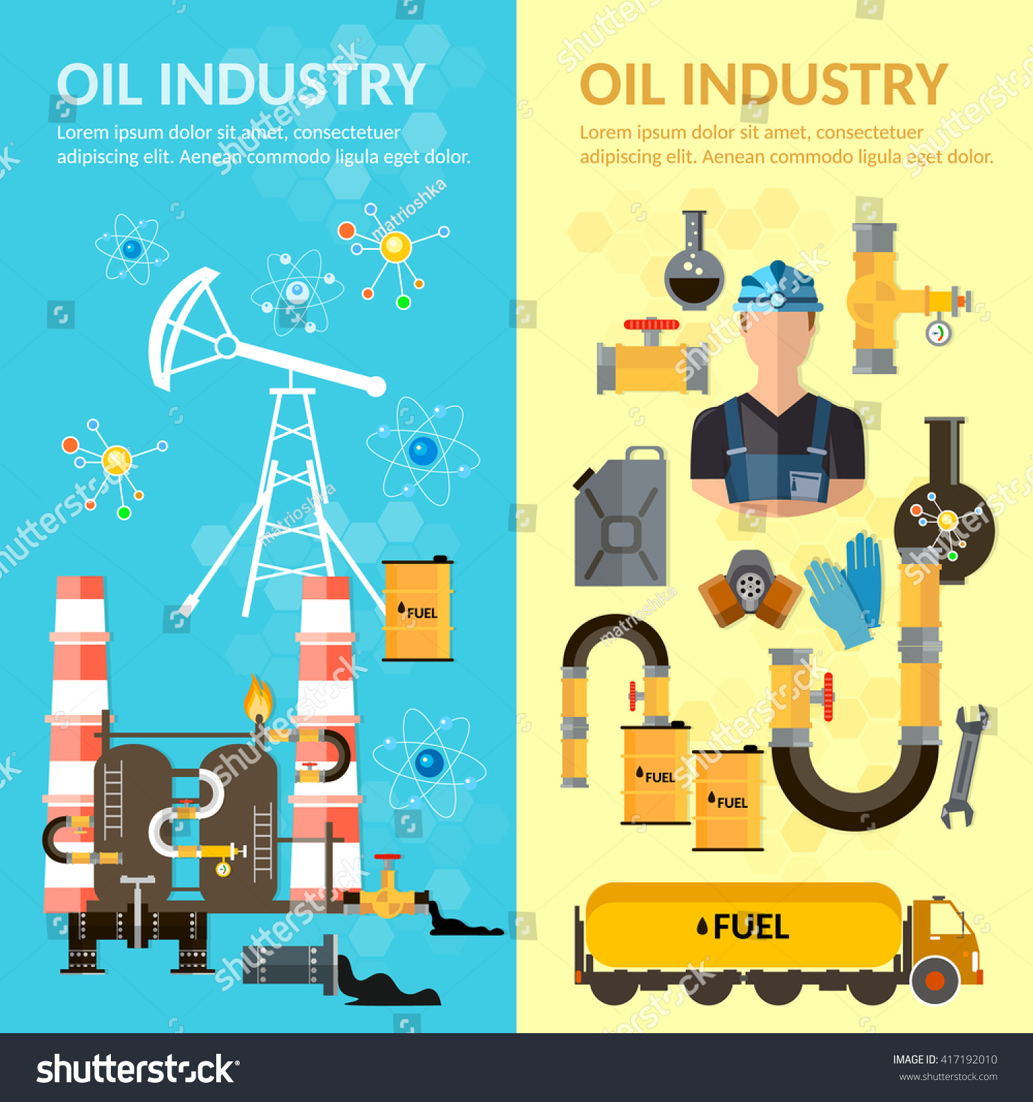 Oil Industry Banner Extraction Processing Products Stock Vector ...