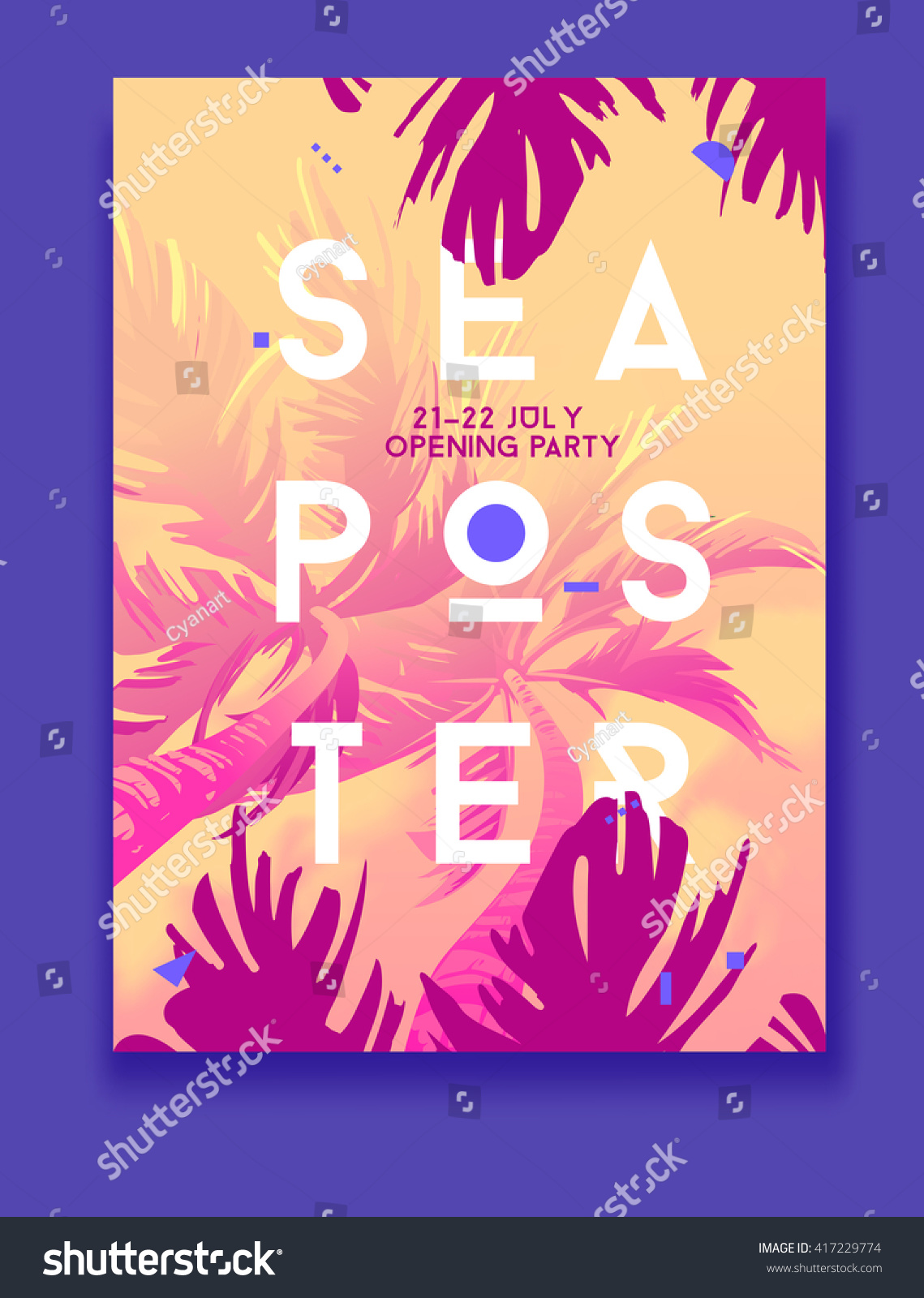 Summer Night Party Vector Flyer Template Stock Vector Royalty Free 417229774 Shutterstock 