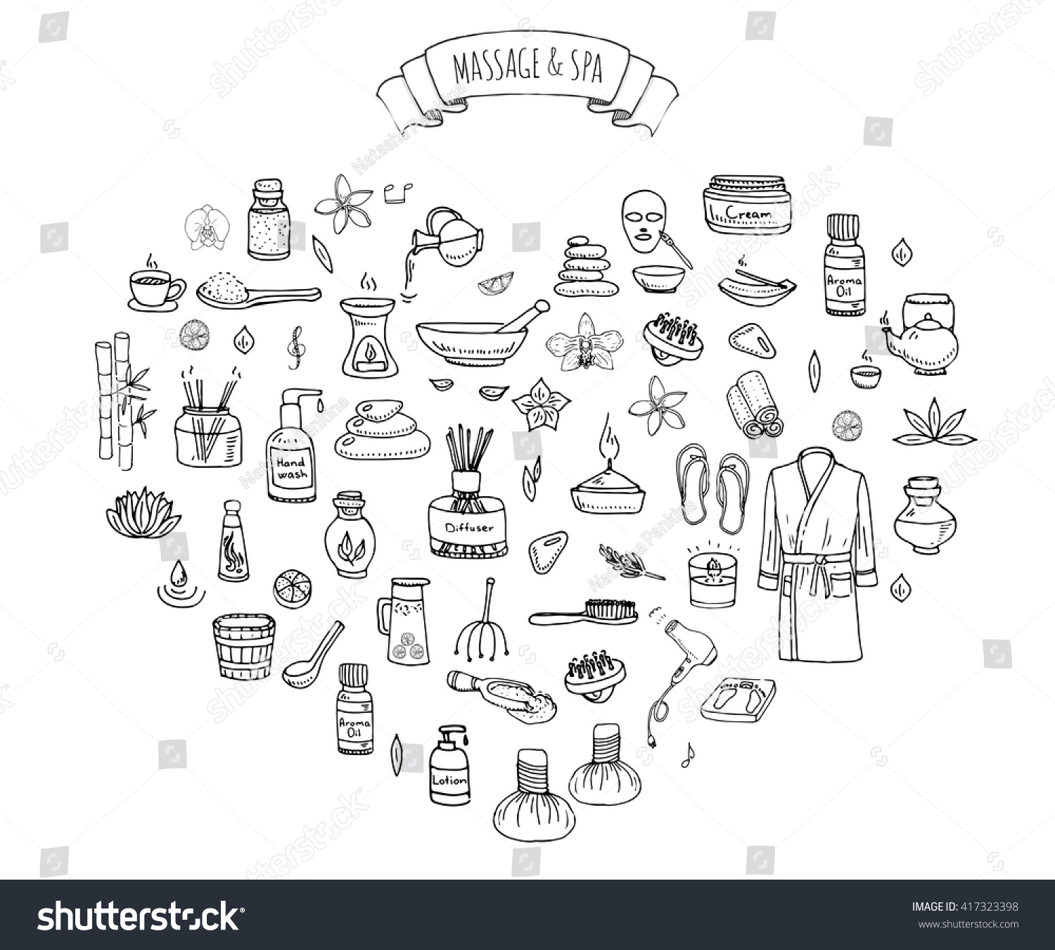 Hand Drawn Doodle Body Massage Spa Stock Vector Royalty Free 417323398 Shutterstock 