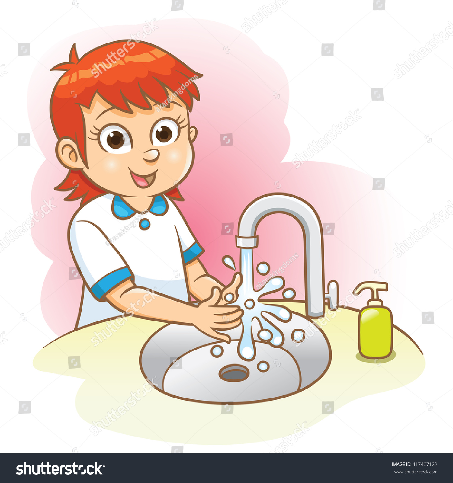 Girl Washing Her Handseps10 File Simple Stock Vector (Royalty Free ...