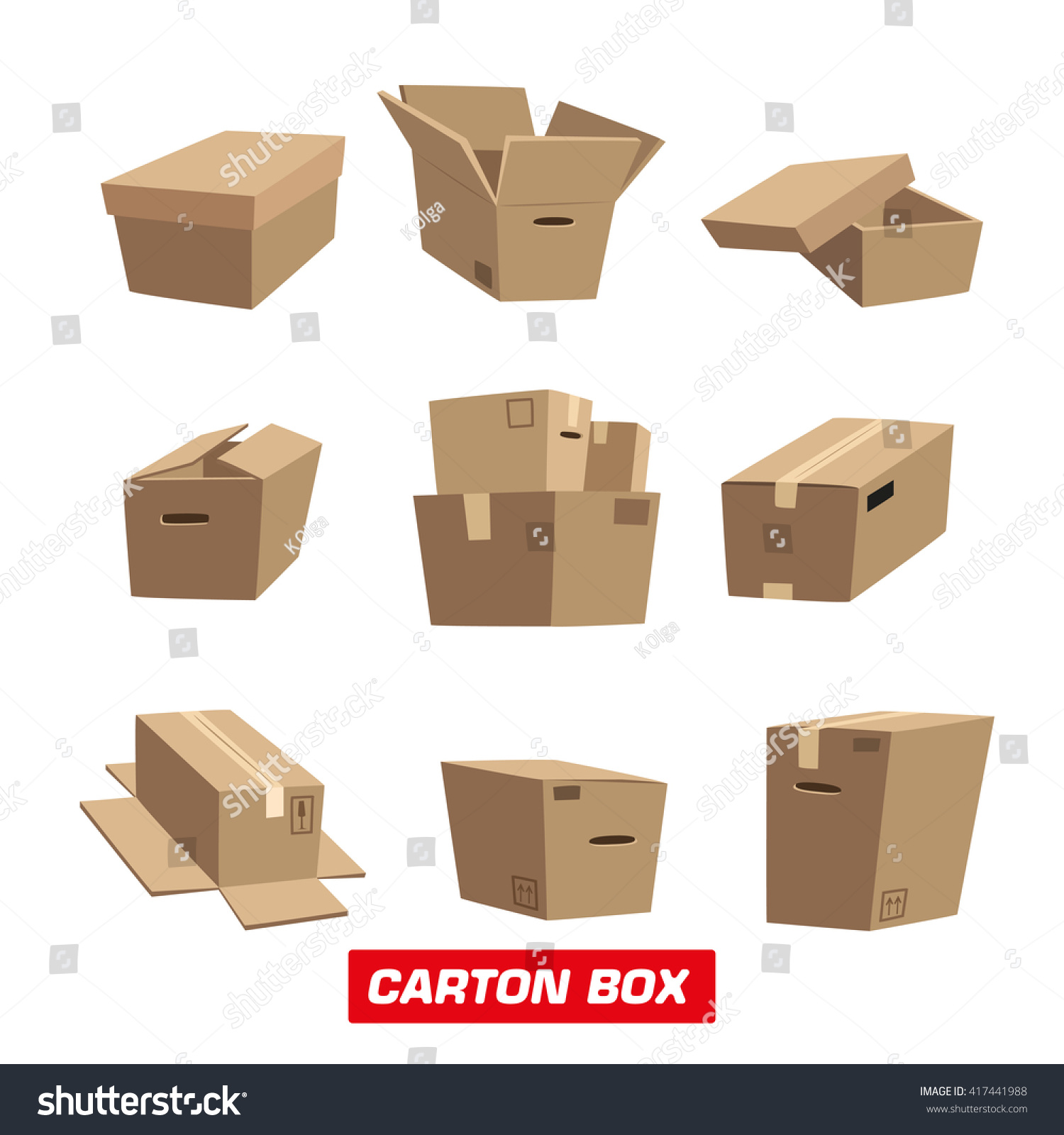 Cardboard Boxes Different Positions Stock Vector (Royalty Free ...