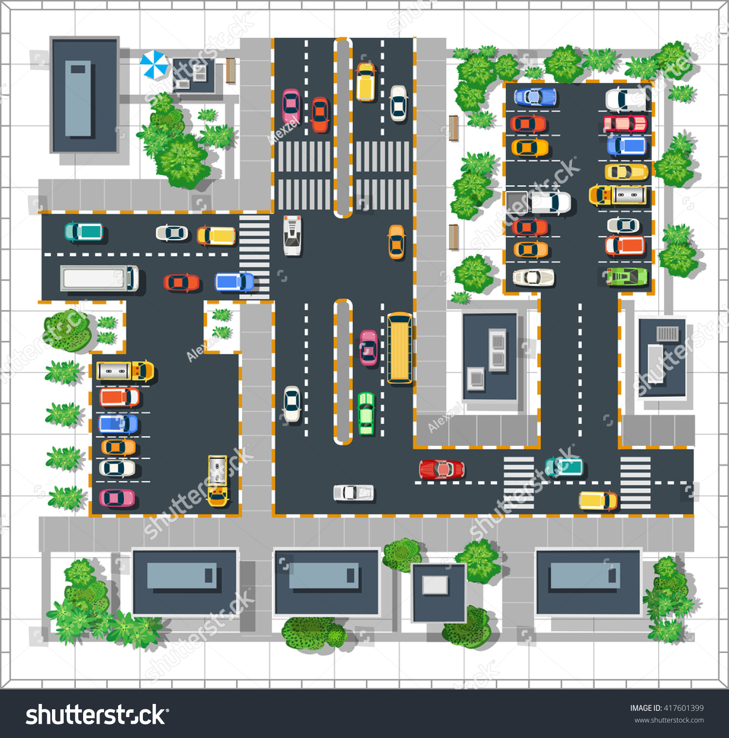 Top View City Urban Street Houses Stock Vector (Royalty Free) 417601399 ...