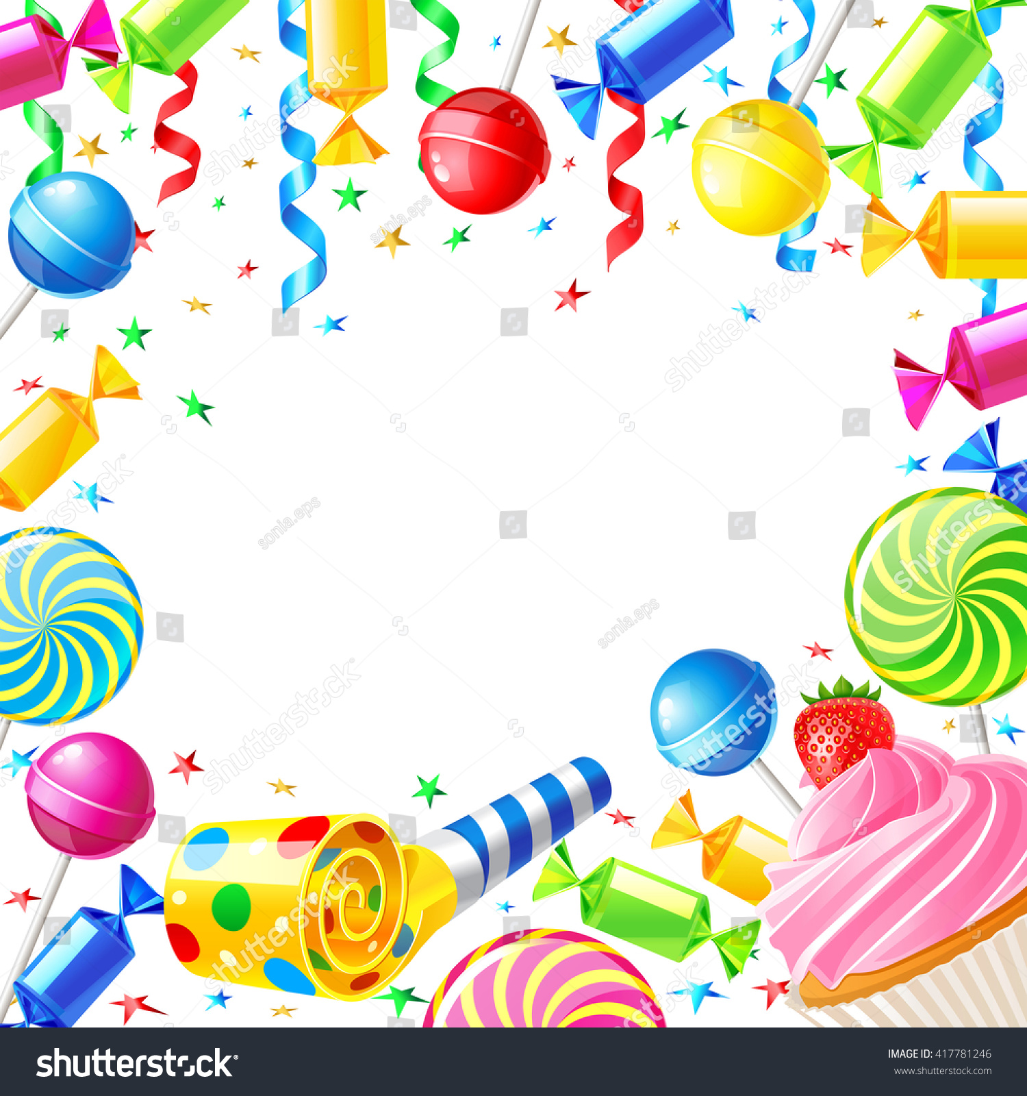 Birthday Background Sweets Vector Illustration Template Stock Vector ...