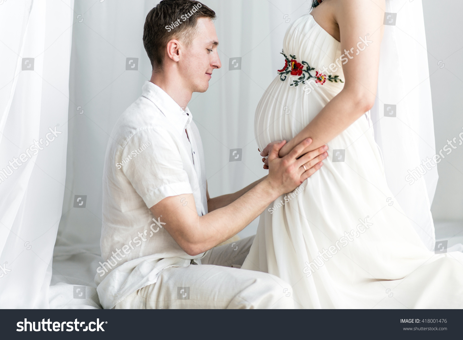 Man Looks Pregnant Belly Stock Photo 418001476 | Shutterstock