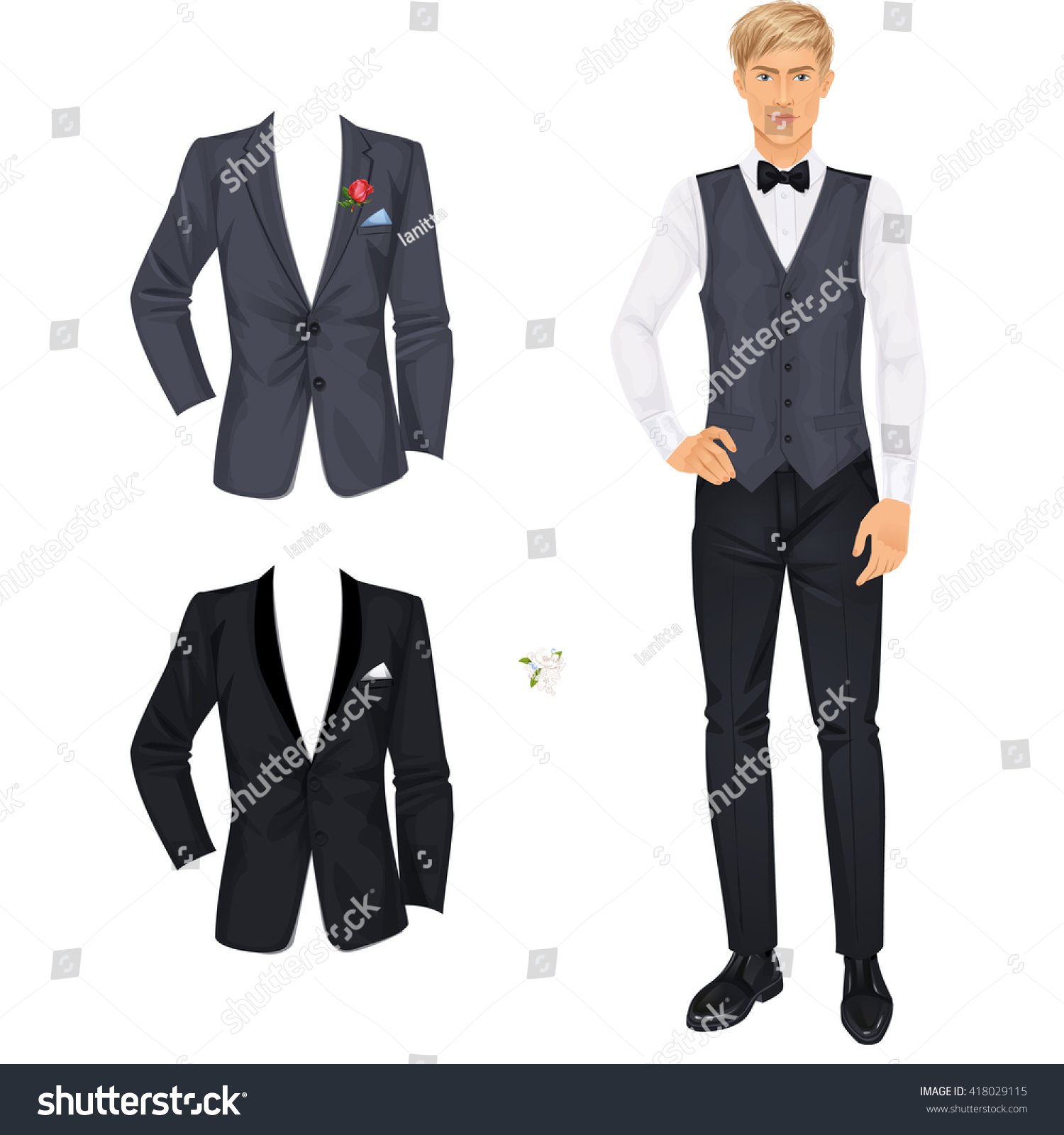Handsome Blonde Man Clothes Elegant Suit Stock Vector (Royalty Free ...