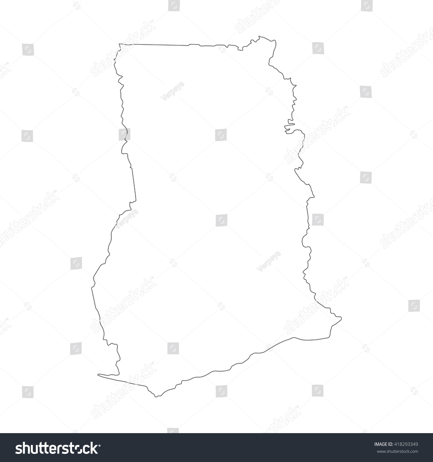 Vector Map Ghana Outline Map Isolated   Stock Vector Vector Map Ghana Outline Map Isolated Vector Illustration Black On White Background Eps 418293349 