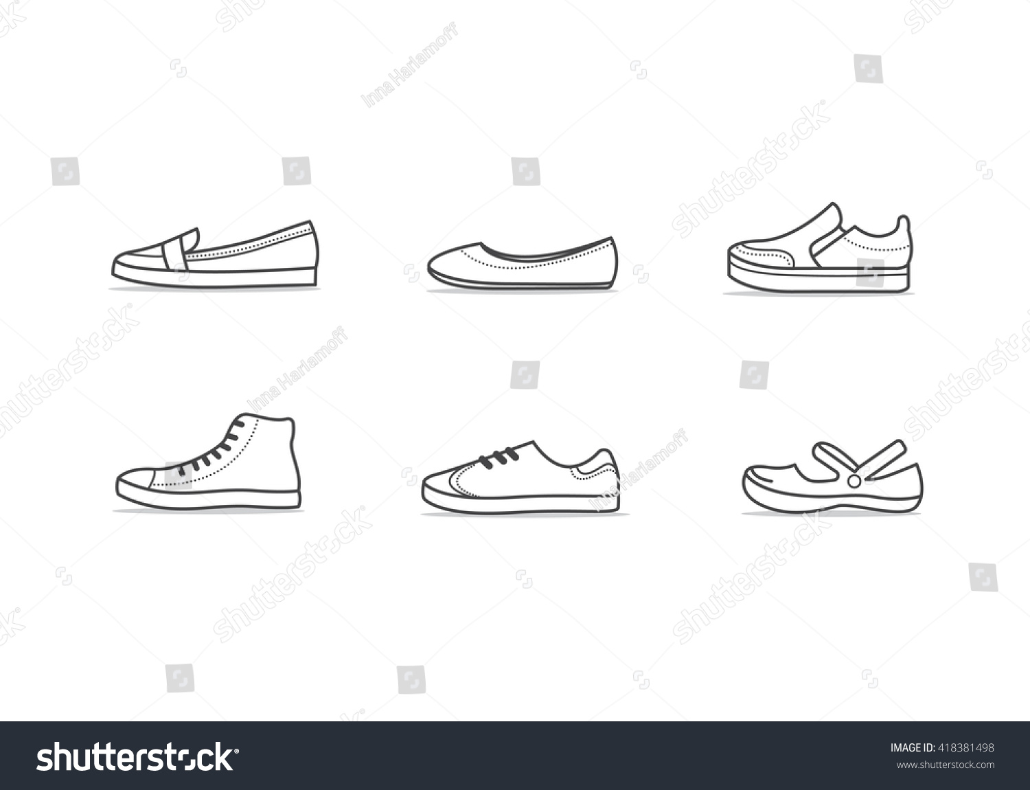 Set Different Types Footwear Six Icons Stock Vector (royalty Free 