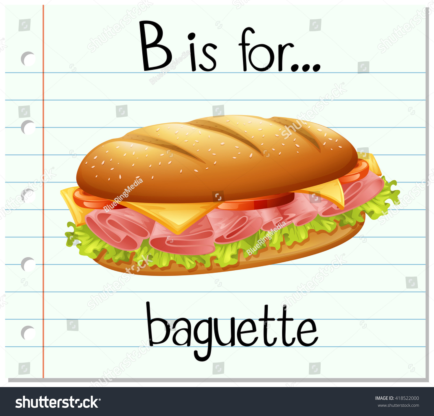 Flashcard Letter B Baguette Illustration Stock Vector (Royalty Free ...