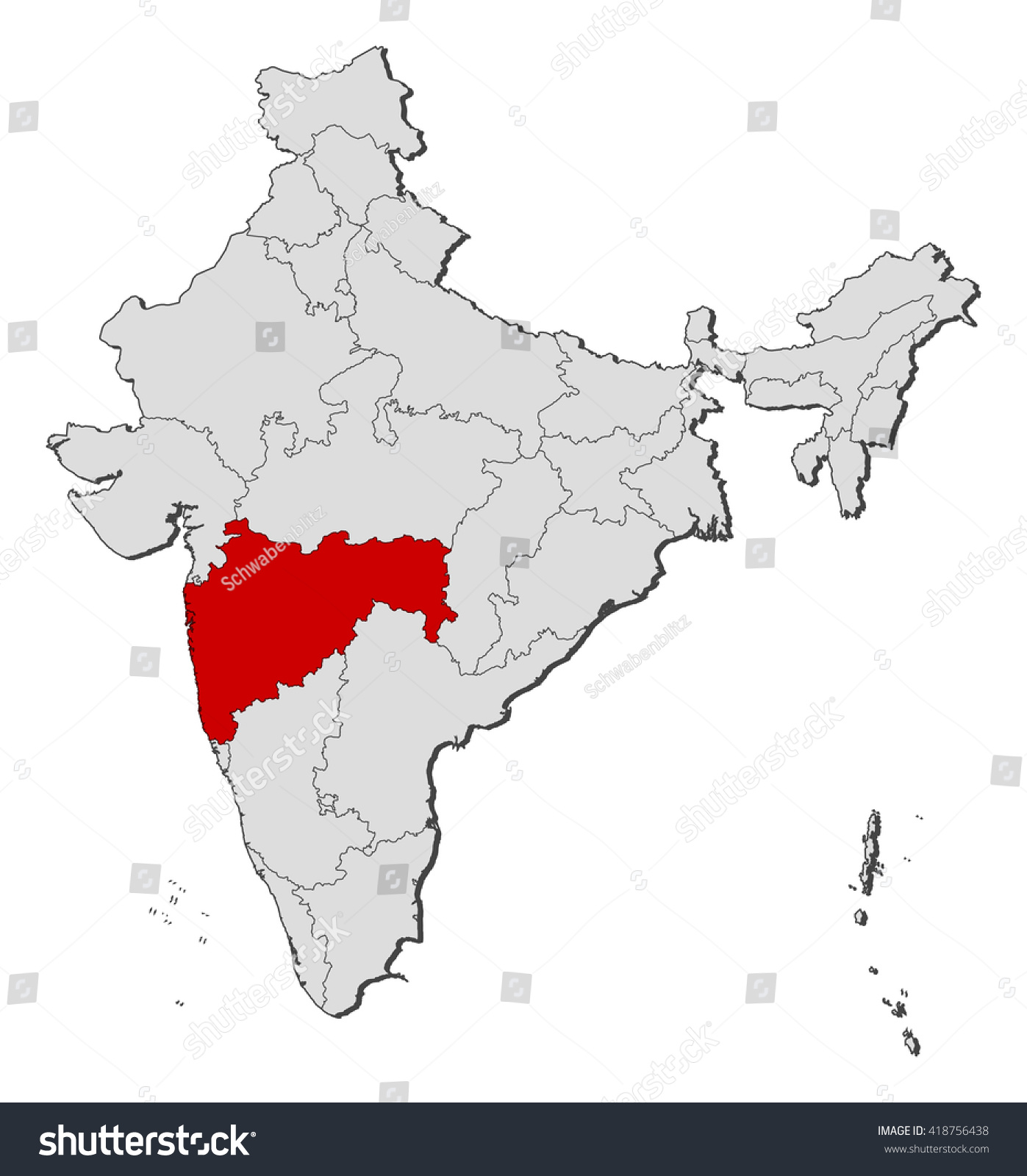 Map India Maharashtra Stock Vector (Royalty Free) 418756438 | Shutterstock