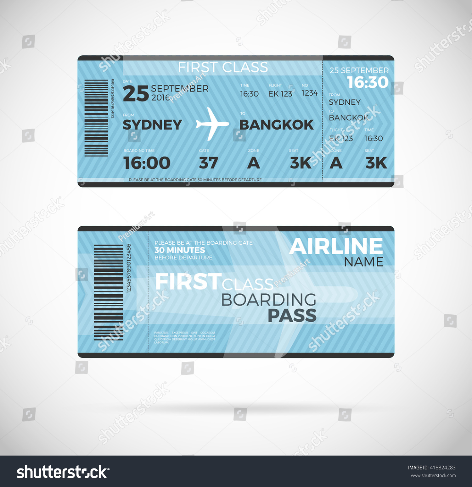 Airline Boarding Pass Ticket First Class Stock Vector (Royalty Free ...