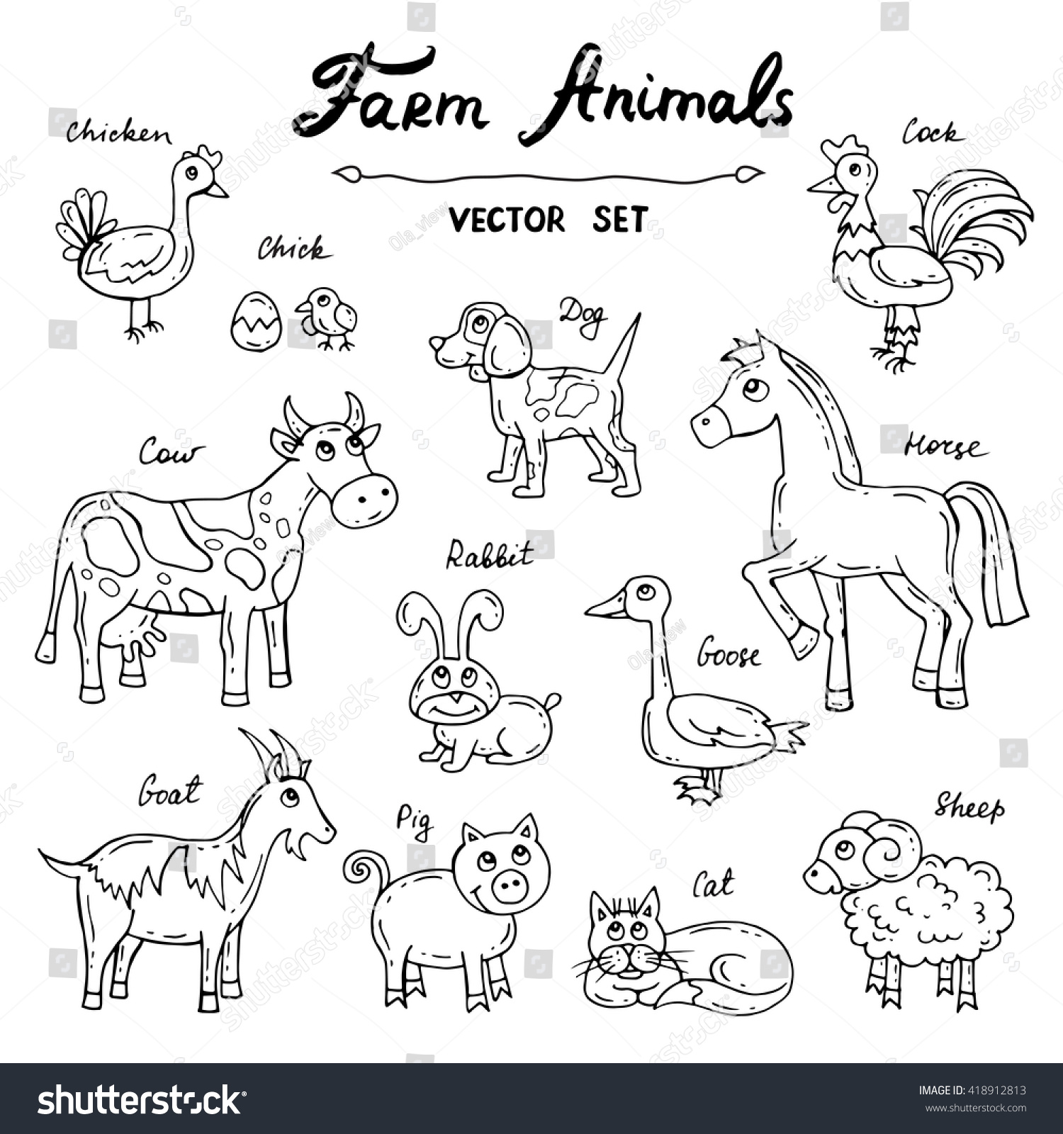 Vector Set Hand Drawn Isolated Doodles Stock Vector (Royalty Free ...