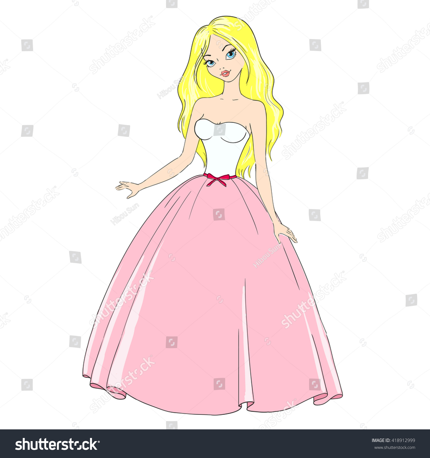 pretty girl in dress cartoon