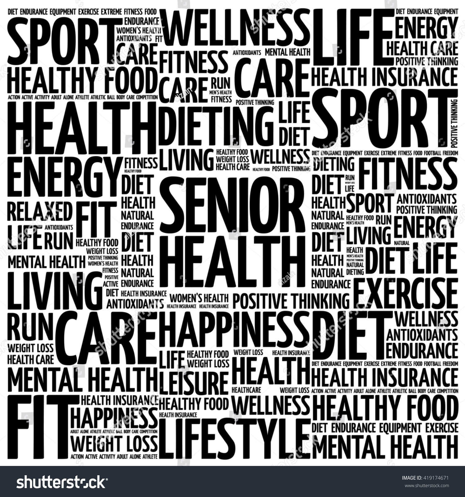 Senior Health Word Cloud Background Health Stock Illustration 419174671 ...