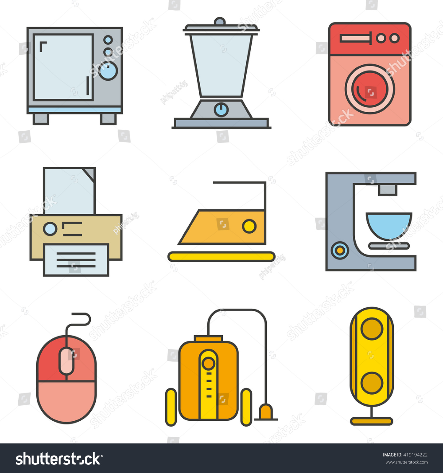 Home Appliance Icons Stock Vector (Royalty Free) 419194222 | Shutterstock