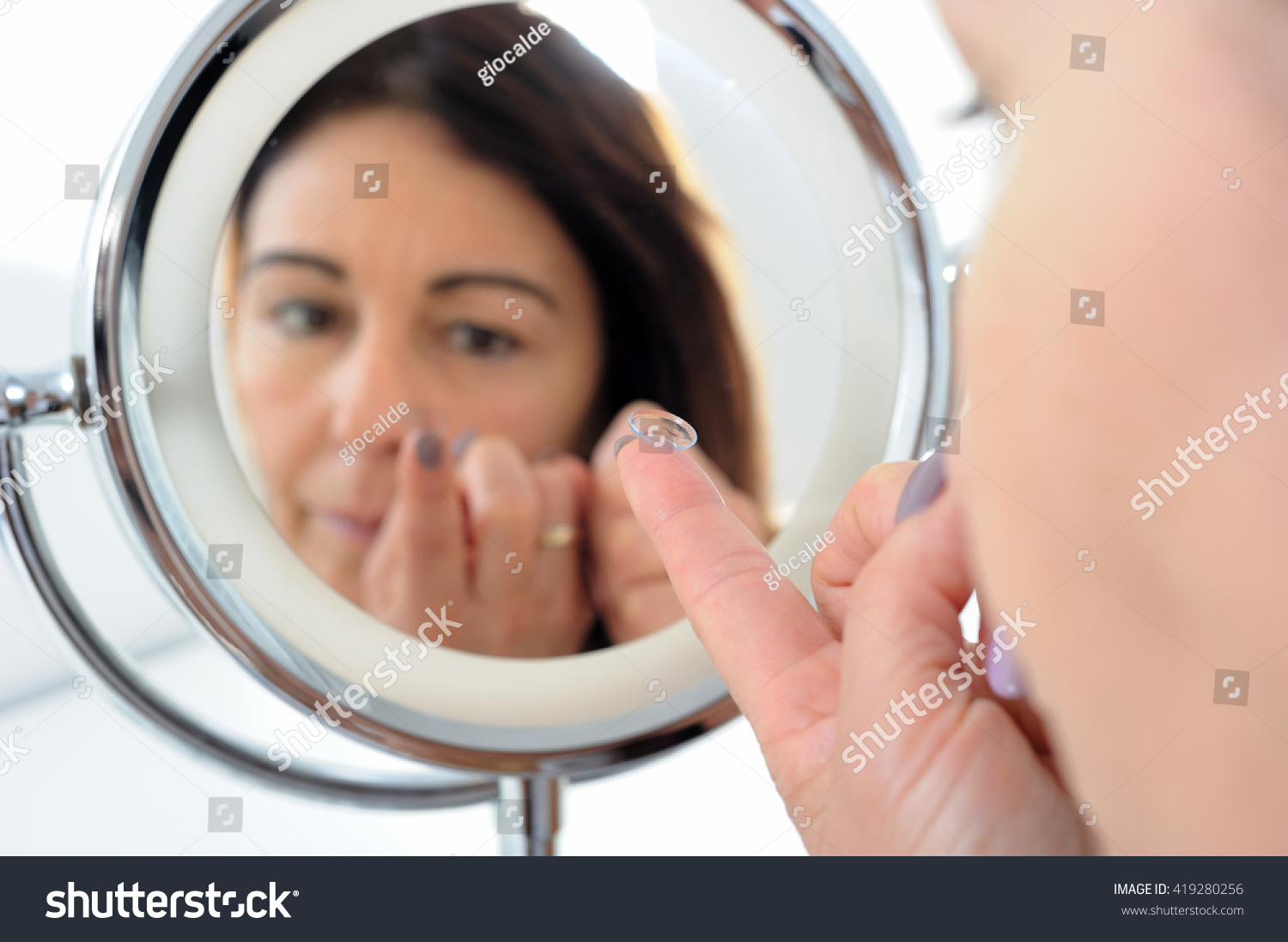 Short Sighted 50yearold Woman Contact Lens Stock Photo 419280256 ...