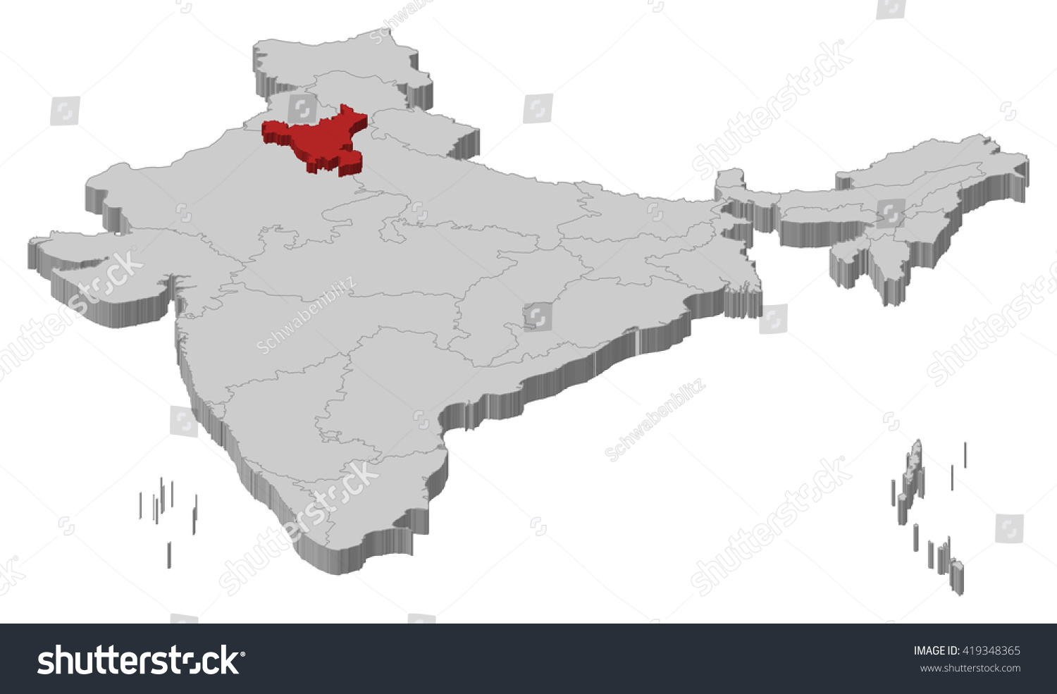 Map India Haryana 3dillustration Stock Vector (Royalty Free) 419348365 ...