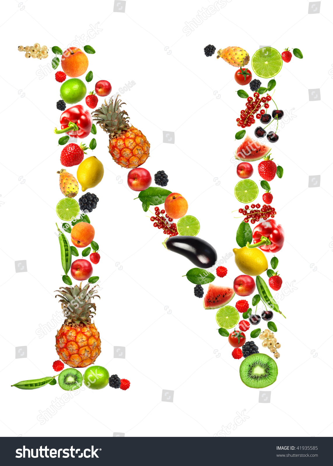 Fruit Vegetable Letter N Stock Photo 41935585 | Shutterstock