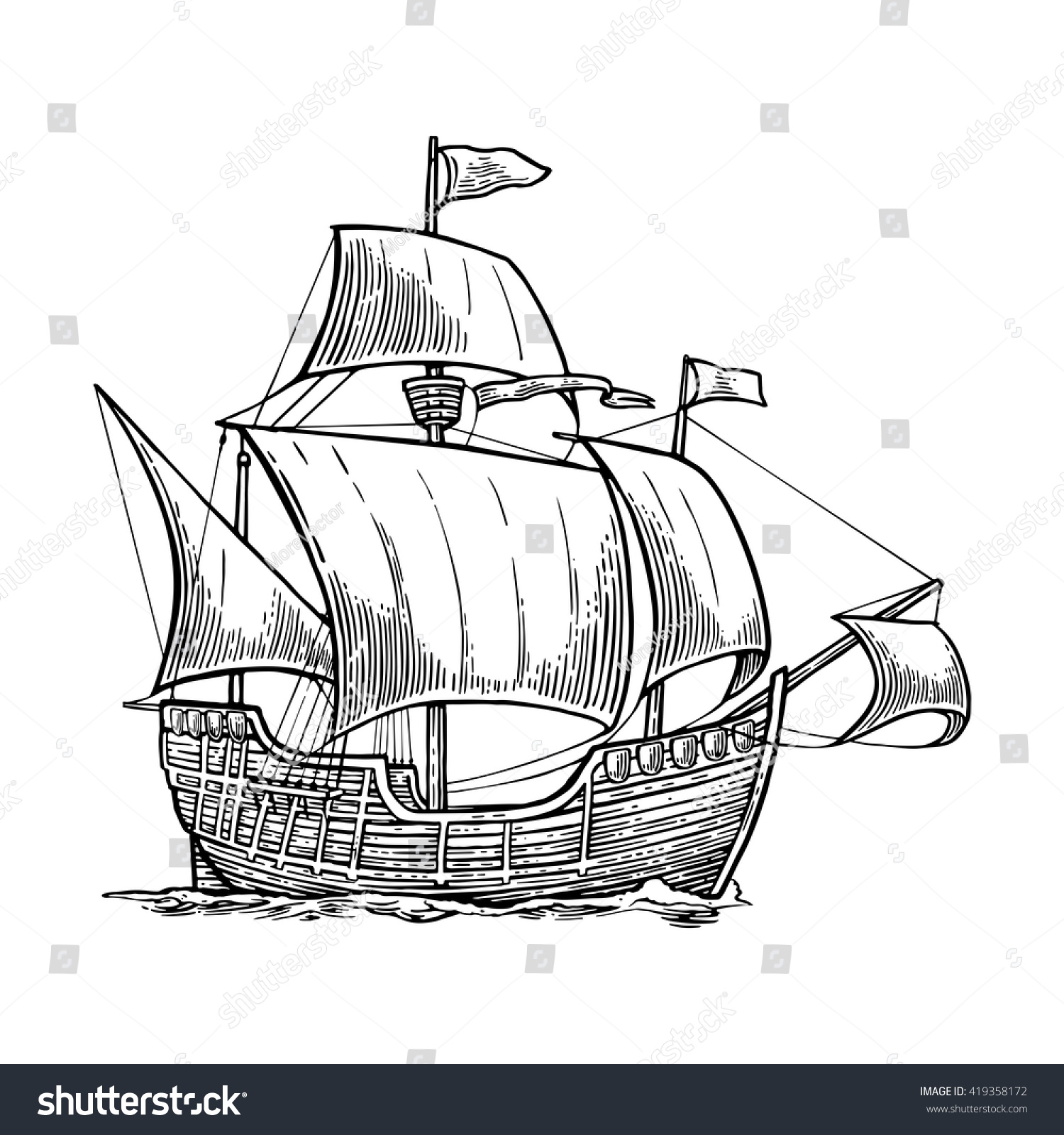 Санта Мария корабль рисунок