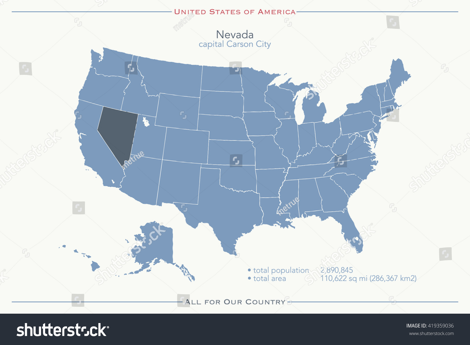 United States America Isolated Map Nevada Stock Vector Royalty Free Stock Vector United States Of America Isolated Map And Nevada State Territory Vector Usa Political Map 419359036