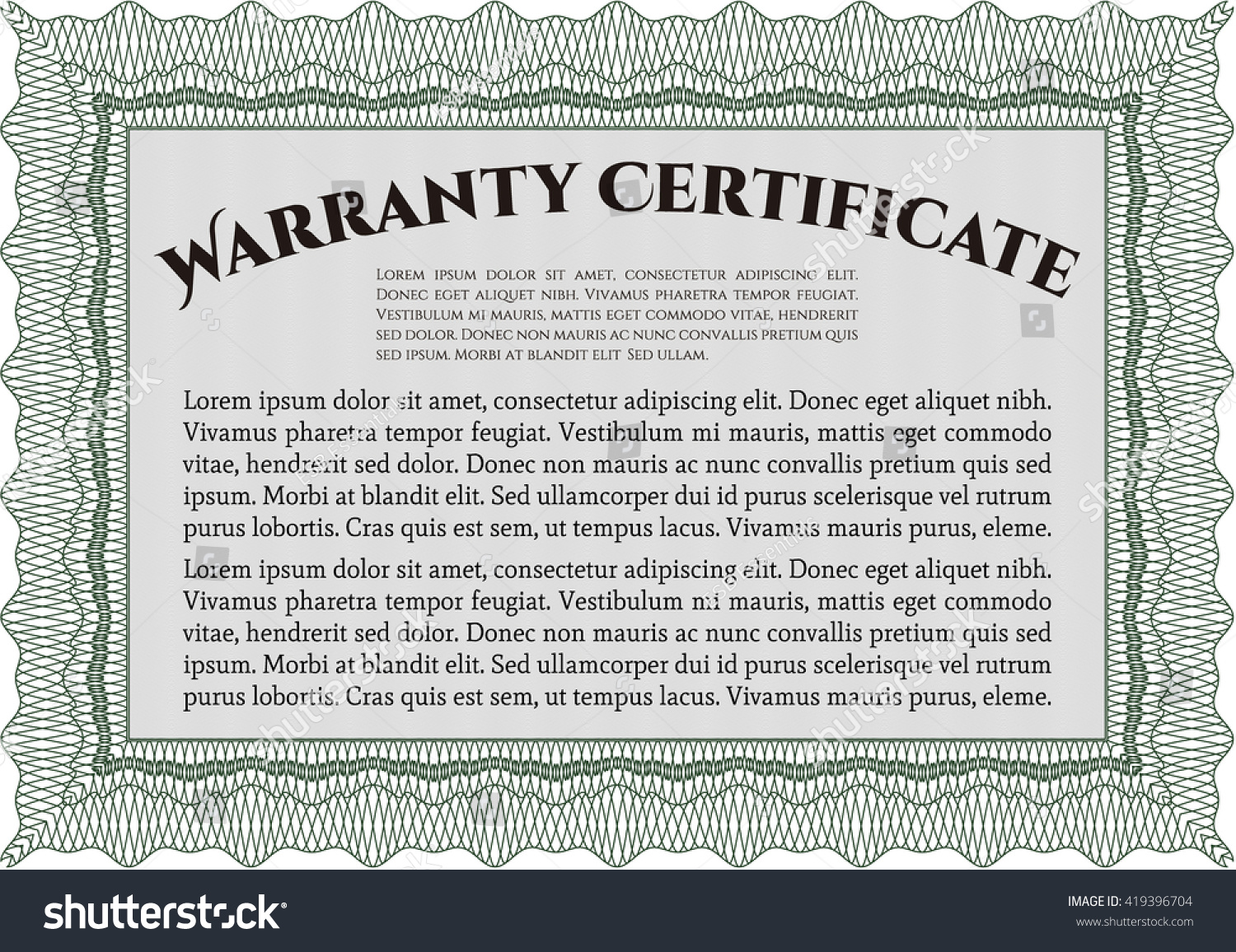 Warranty Template Warranty Certificate Stock Vector (Royalty Free ...