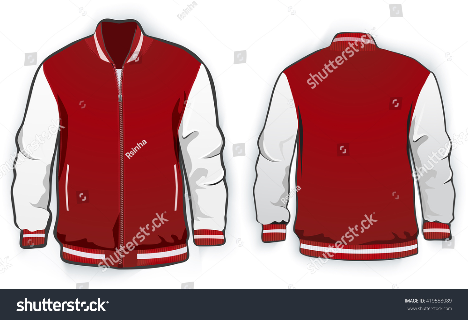 Vektor Stok Varsity Jacket Template Vector (Tanpa Royalti) 419558089