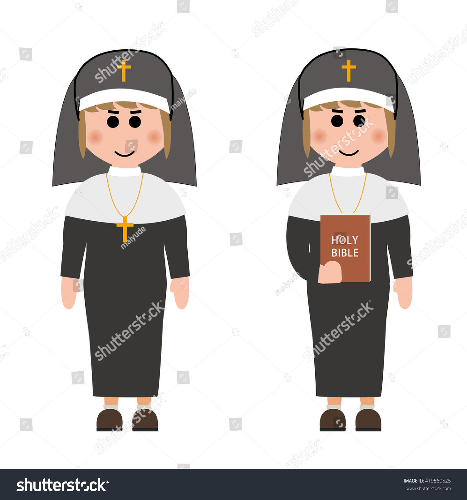 Cartoon Nun Stock Vector (royalty Free) 419560525 