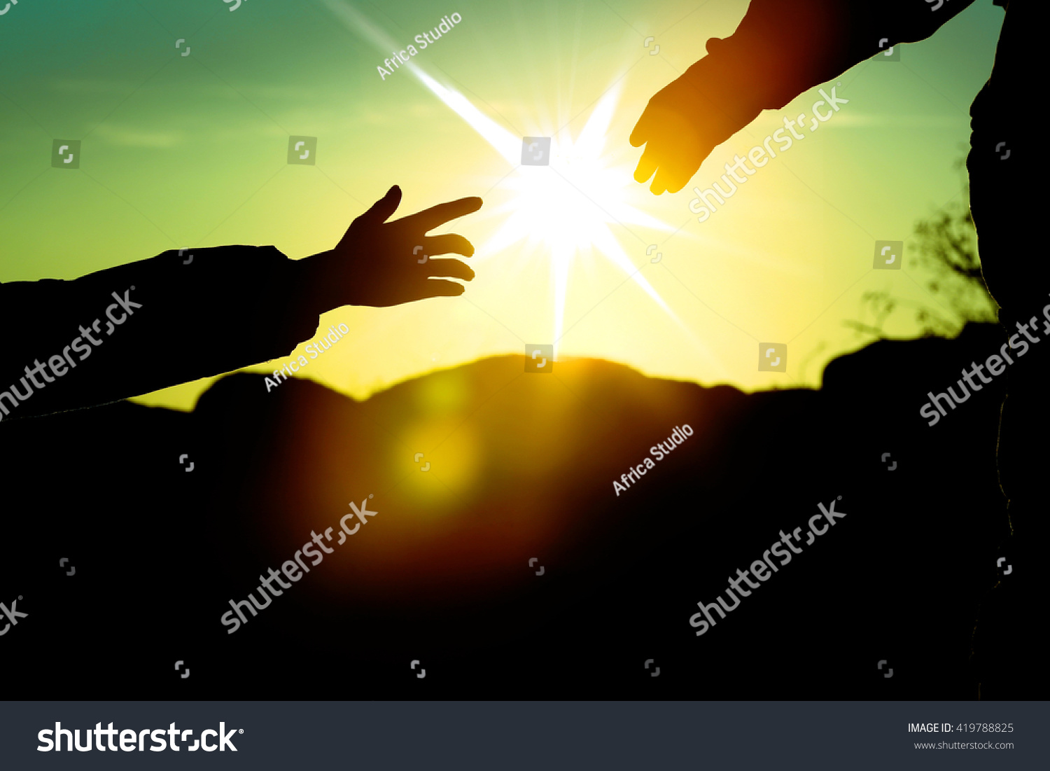 Helping Hands Sunlight Between Two Climbers Stock Photo 419788825 ...