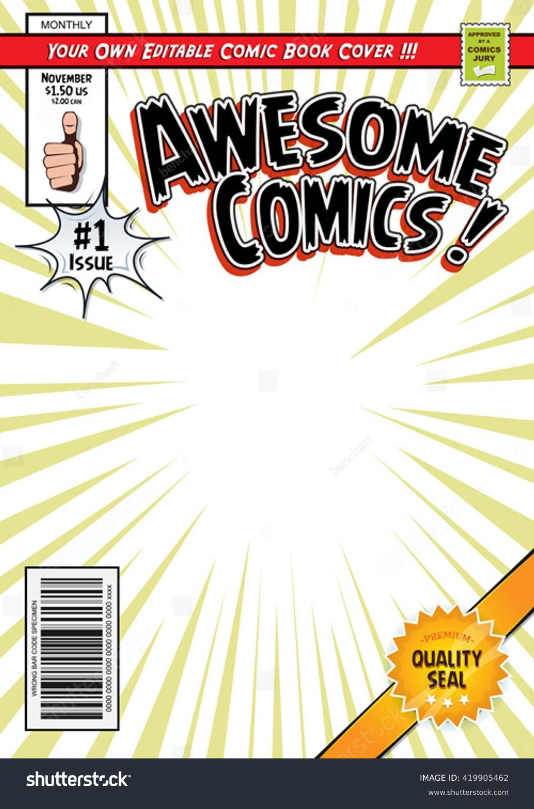 Vektor Stok Comic Book Cover Template Illustration Cartoon Tanpa 