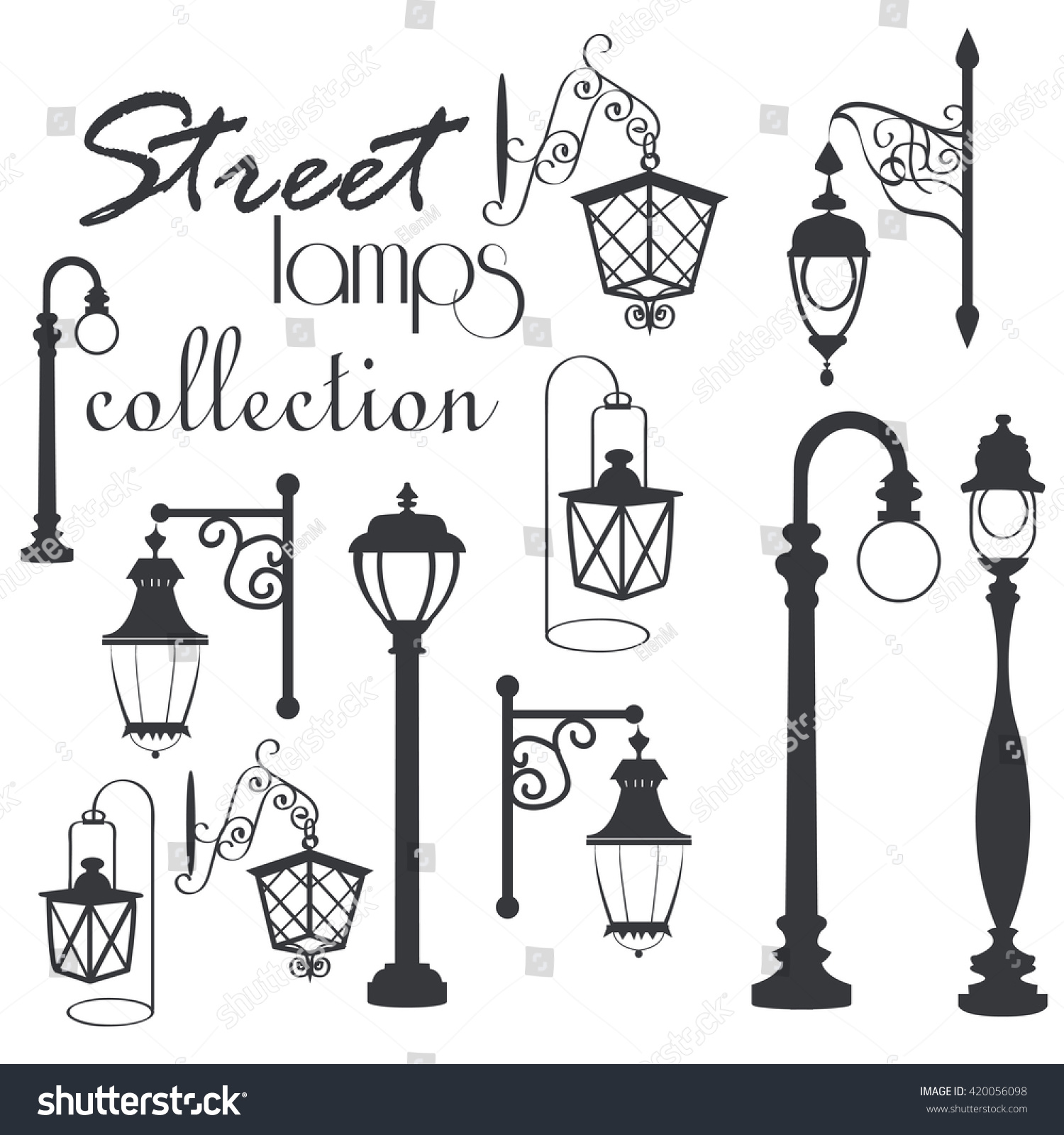 Street Lamp Collection Vector Illustration Stock Vector (Royalty Free ...