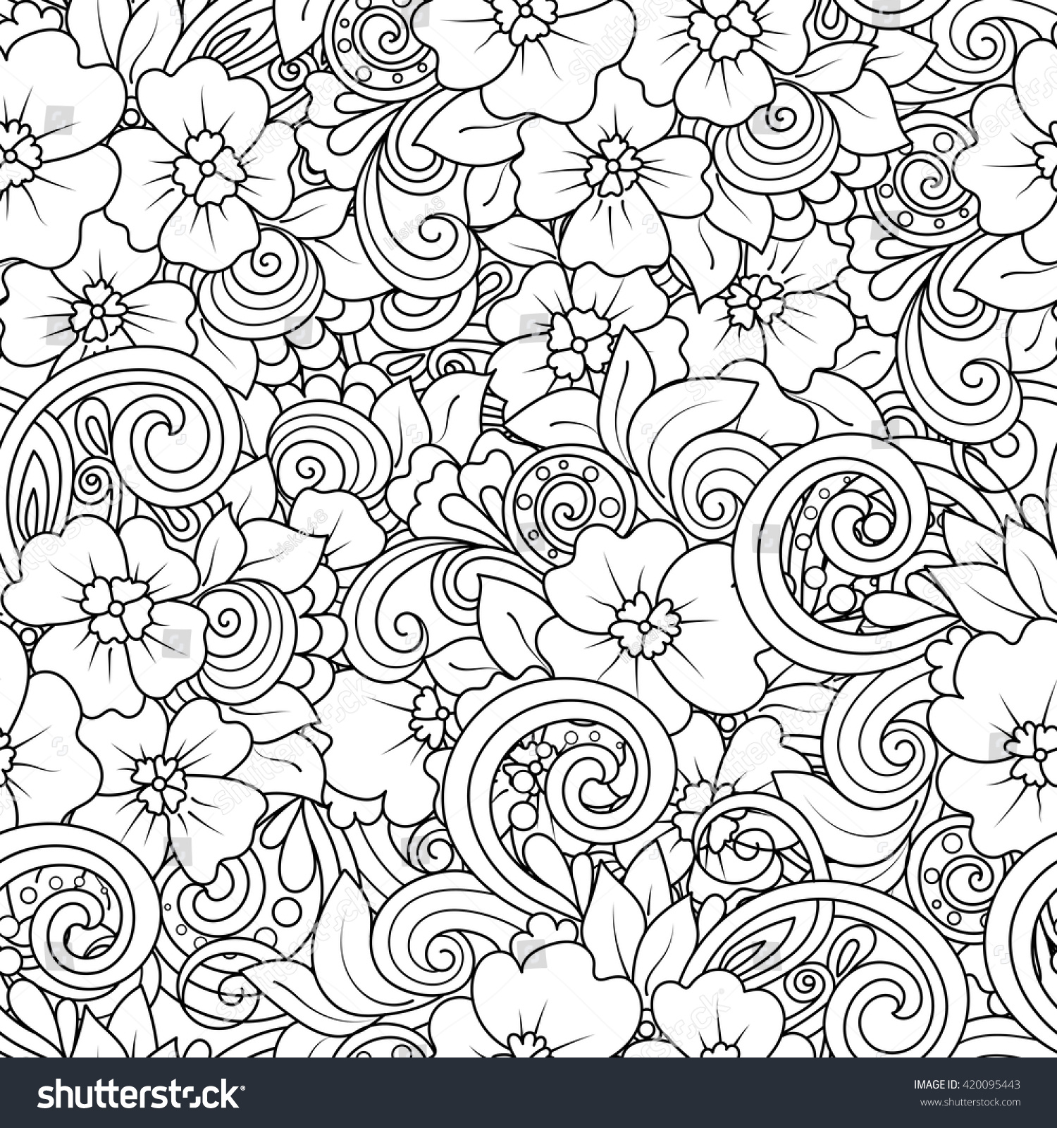 Seamless Black White Pattern Zentangle Style Stock Vector (Royalty Free ...