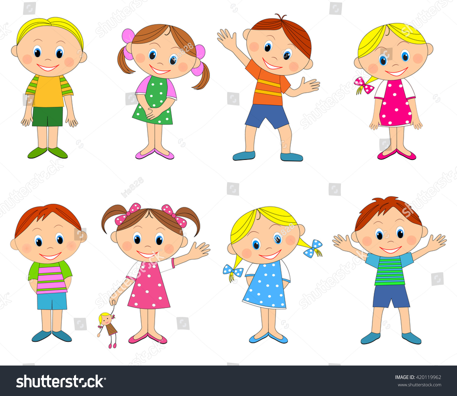 Little Boy Girl Collection Illustrationvector Stock Vector (Royalty ...