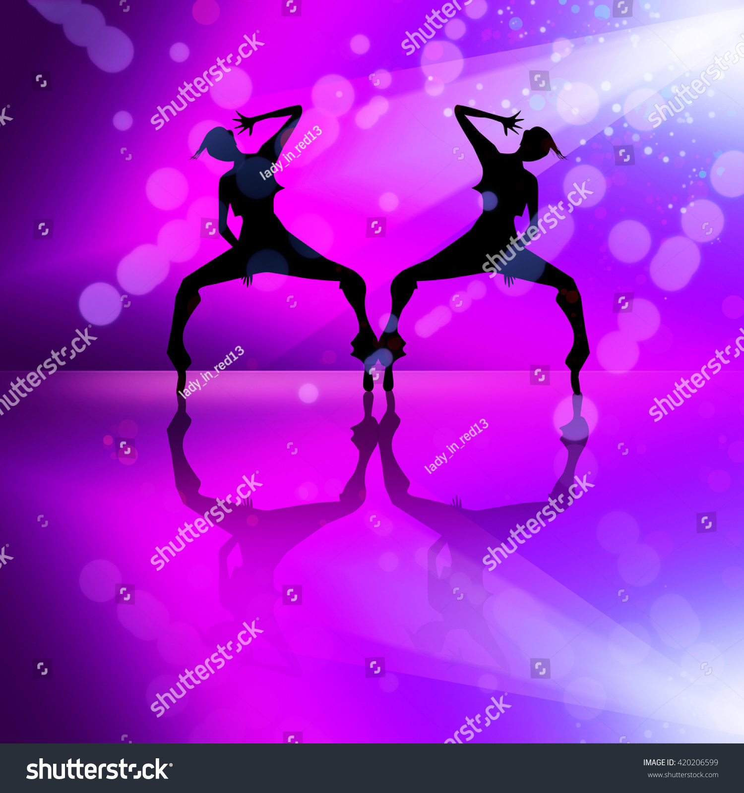 Dancing Girls Silhouette Illustration Club Dancing стоковая иллюстрация 420206599 Shutterstock 