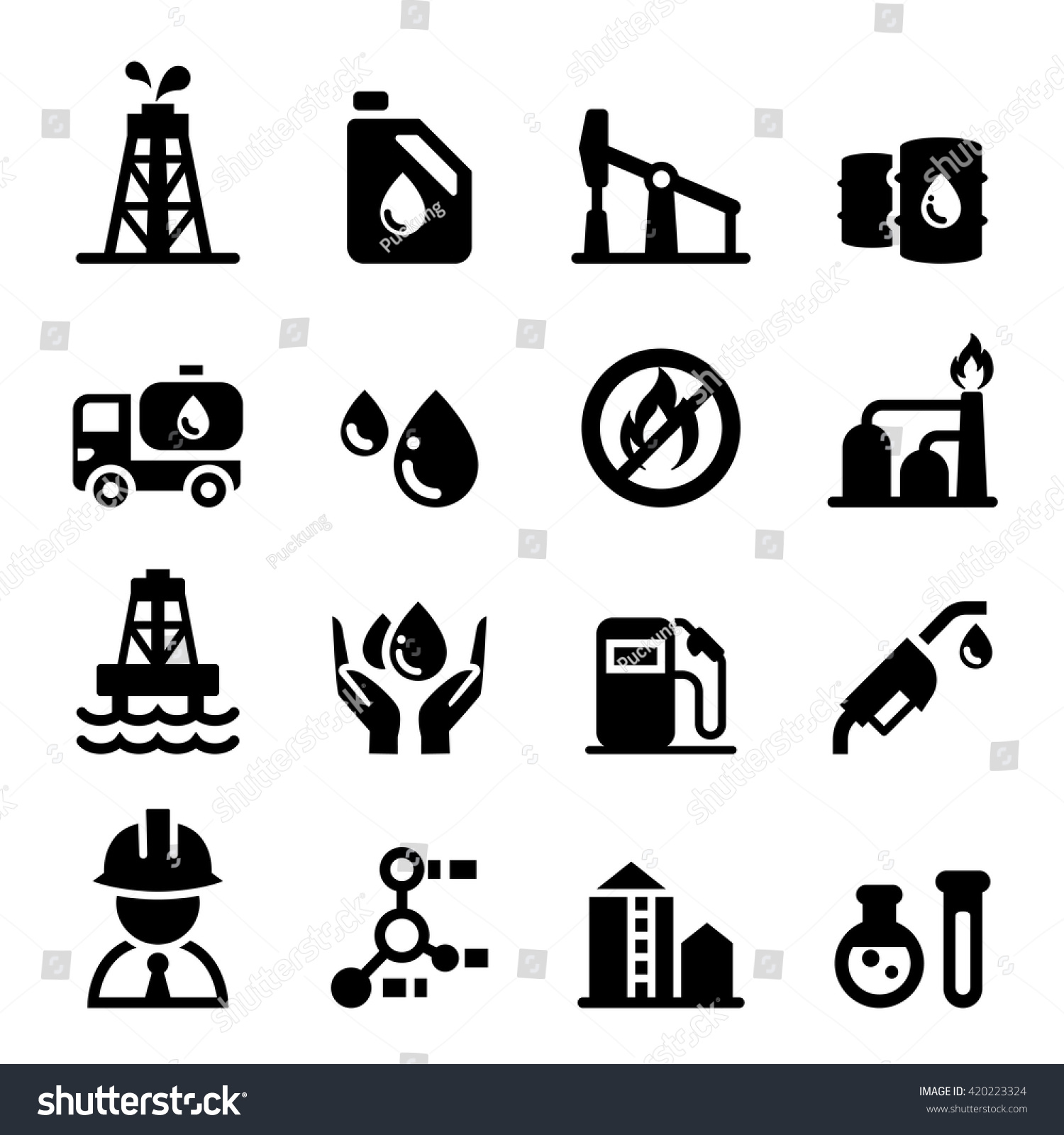 Oil Industrial Icon Set Stock Vector (Royalty Free) 420223324 ...