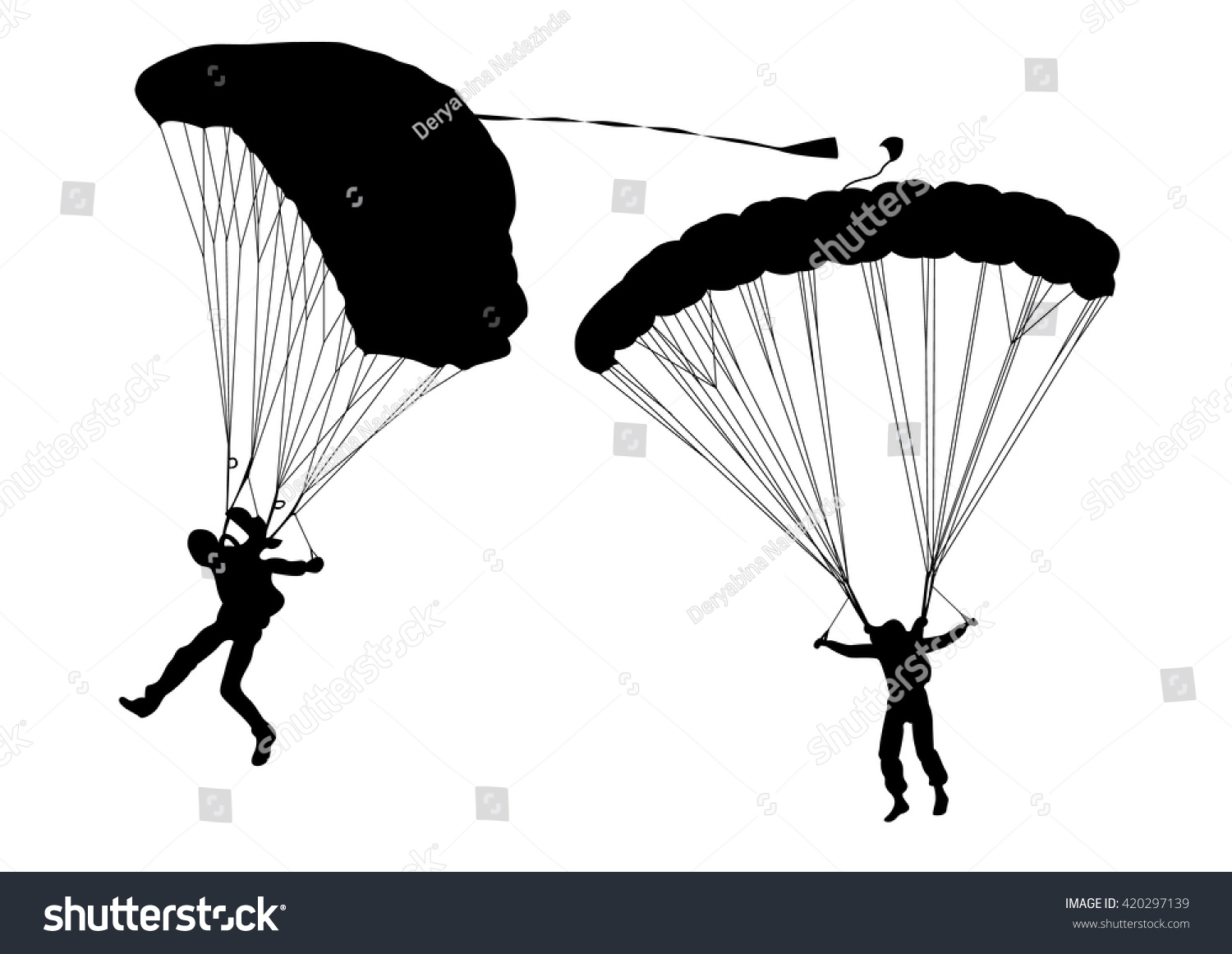 Skydivers Collection Vector Illustrations Stock Vector (Royalty Free