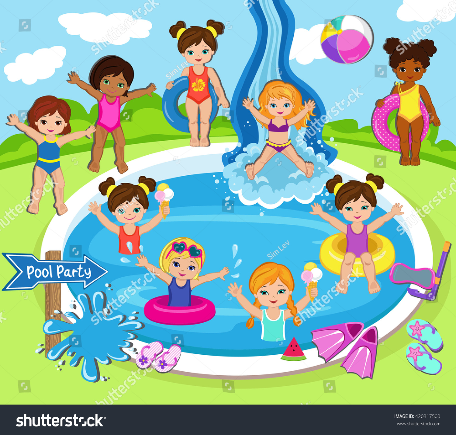 Illustration Kids Having Pool Party Stock Vector (Royalty Free ...