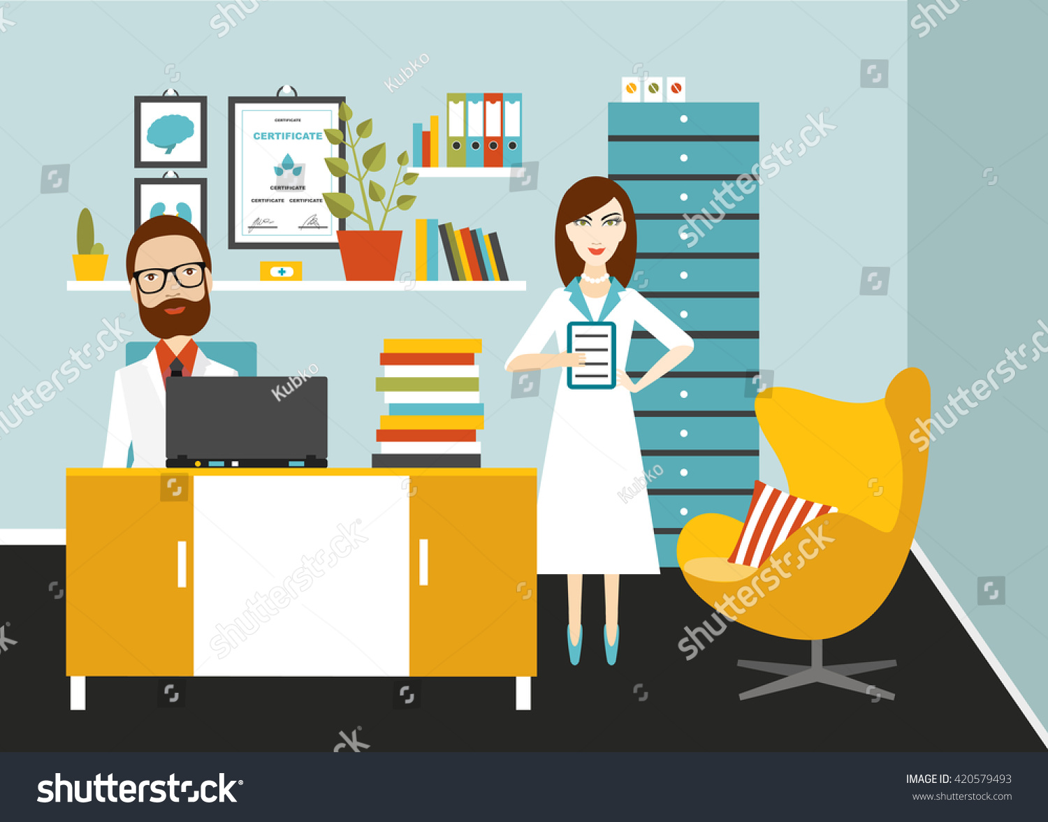 Doctor Nurse Office Workplace Flat Vector Stock Vector (Royalty Free ...