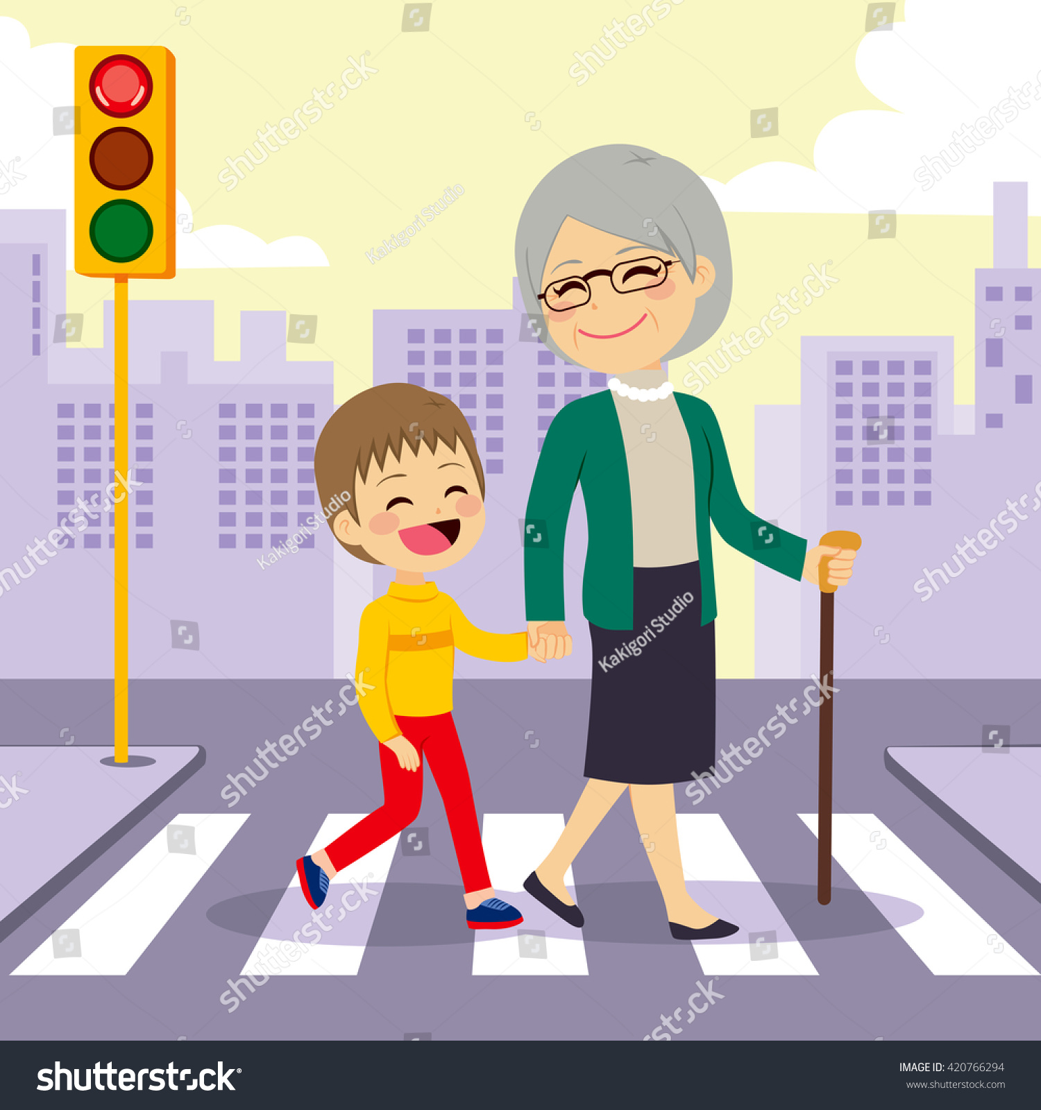 Мальчик помогает бабушке