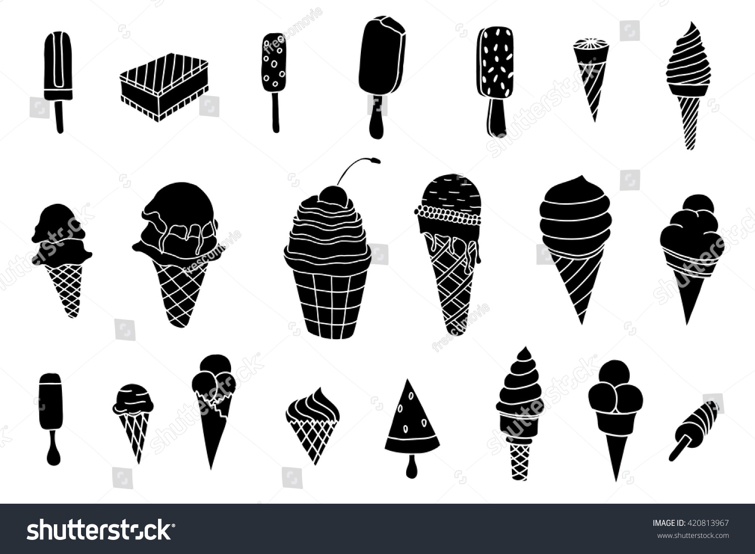 Ice Cream Set Isolated On White Stock Vector (Royalty Free) 420813967 ...
