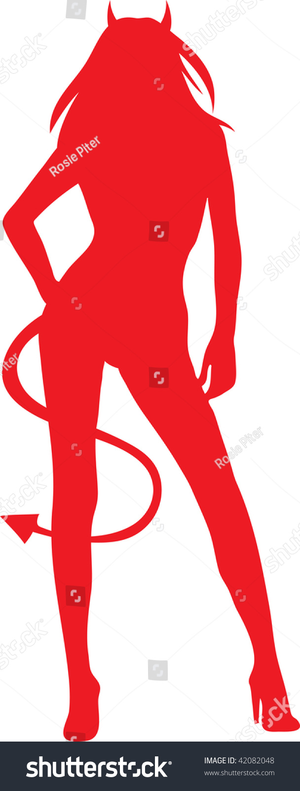 Clip Art Illustration Silhouette Sexy Devil Stock Illustration 42082048